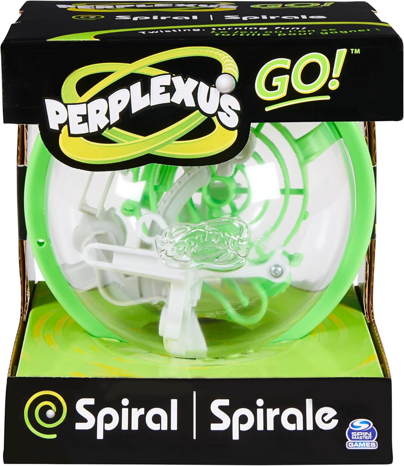 Perplexus Go! Spiral Gravity 3D Maze Game Brain Teaser Marble Puzzle Ball | Maneuver Tricky 360-Degree Obstacles, Travel STEM Game for Logic & Problem-Solving Skills, Innovative Round Design, Ages 8+