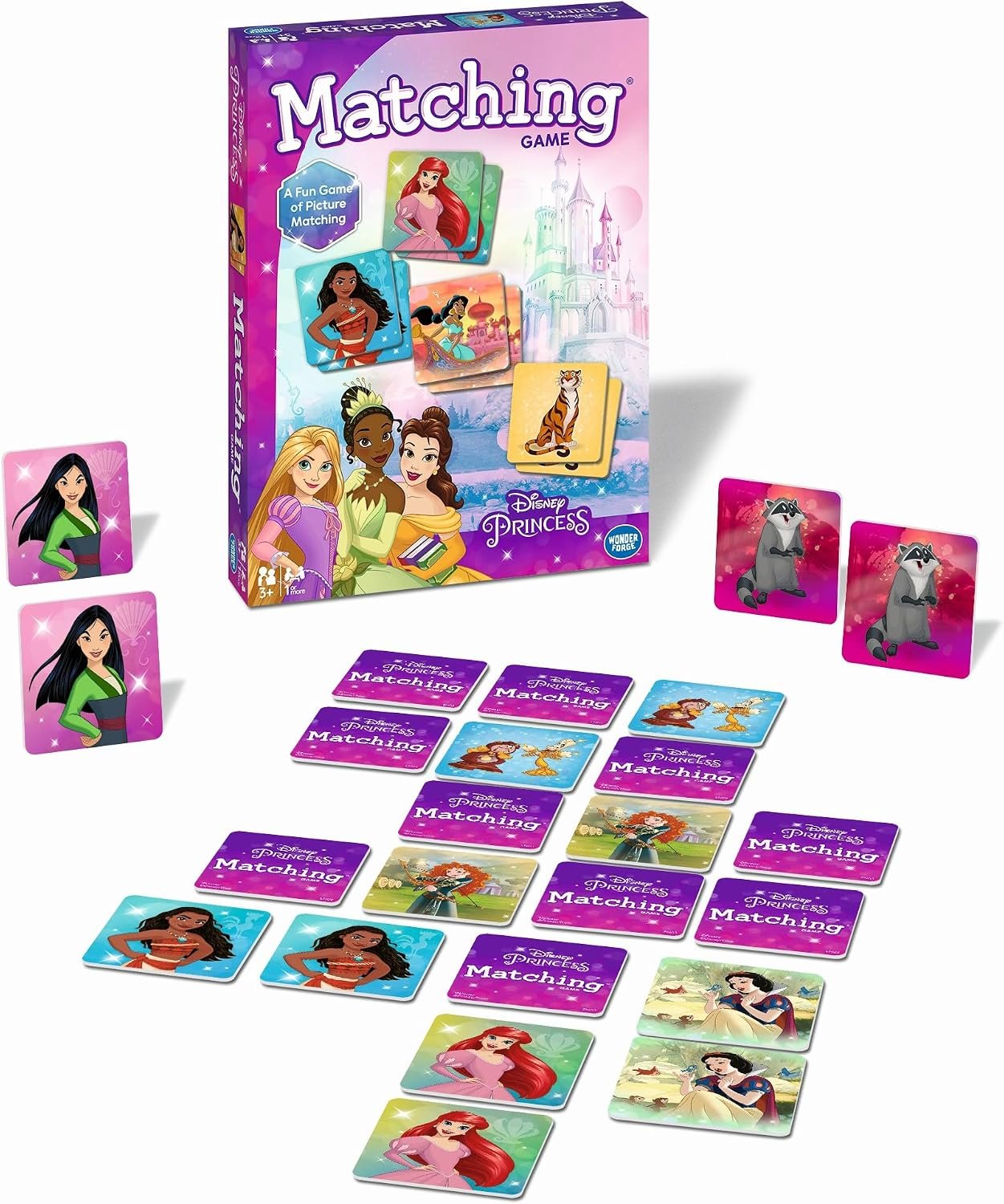 Wonder Forge Disney Princess Matching Game – Fun Memory Game for Kids Ages 3 and Up – Toddler Learning Toy Featuring Belle, Ariel, and Elsa and More Disney Princesses – Packaging May Vary