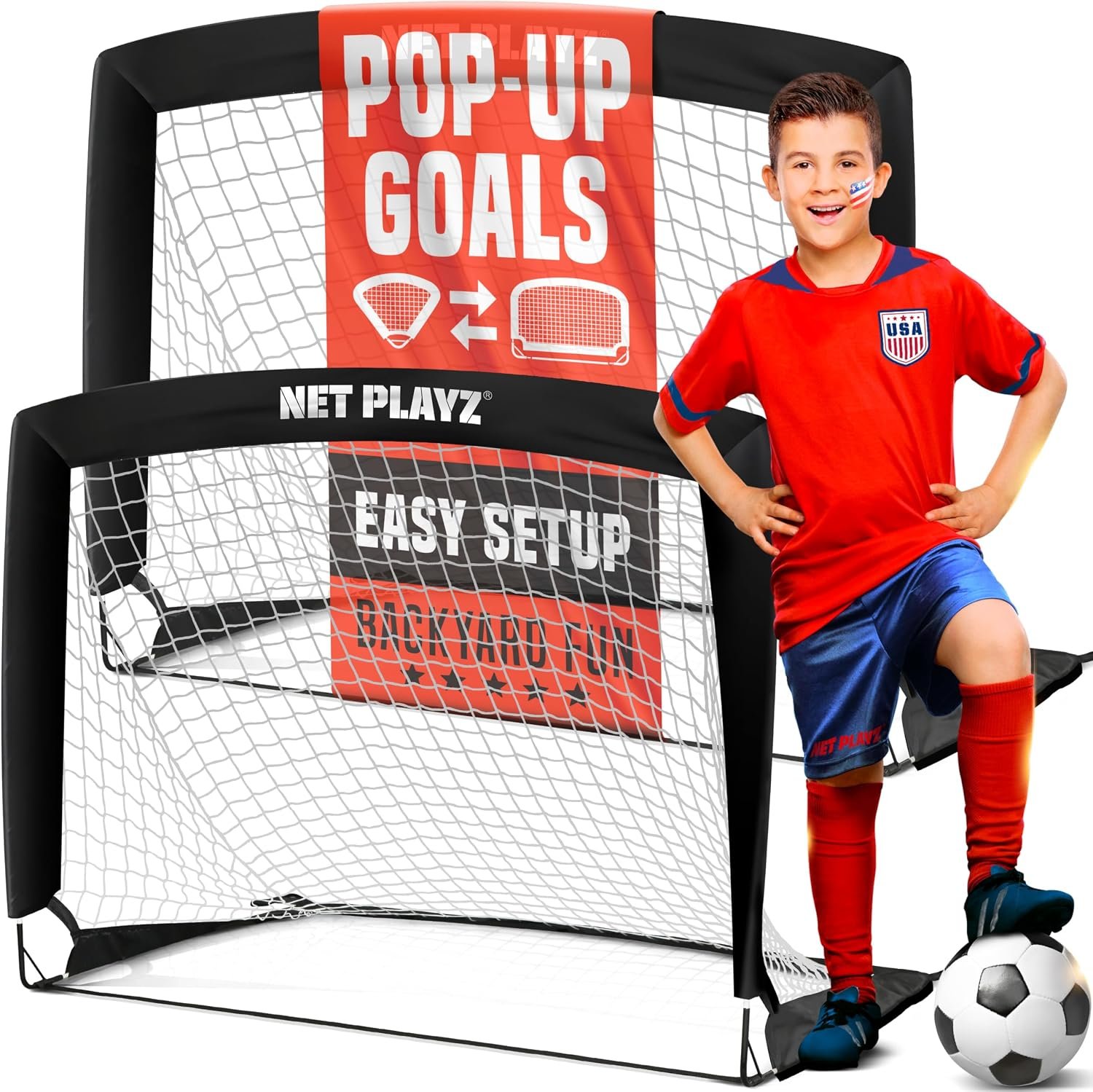 NET Playz 4ftx3ft Easy Fold-Up Portable Training Soccer Goal, 36″ D x 48″ W x 36″ H