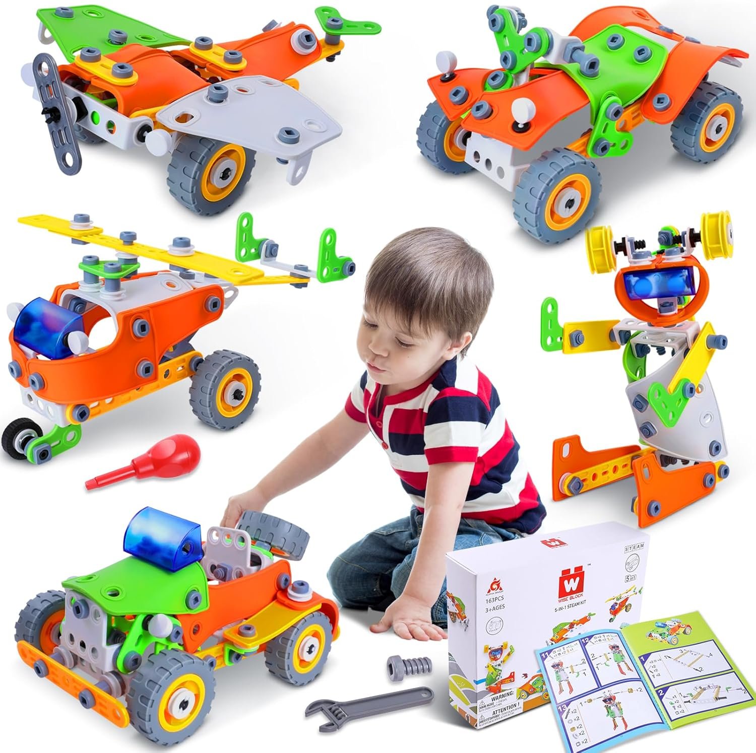 164 PCS Building Toys for Kids Ages 4-8 8-12, Educational STEM Activities, Erector Set Building Blocks, Construction Creative Games for Boys and Girls