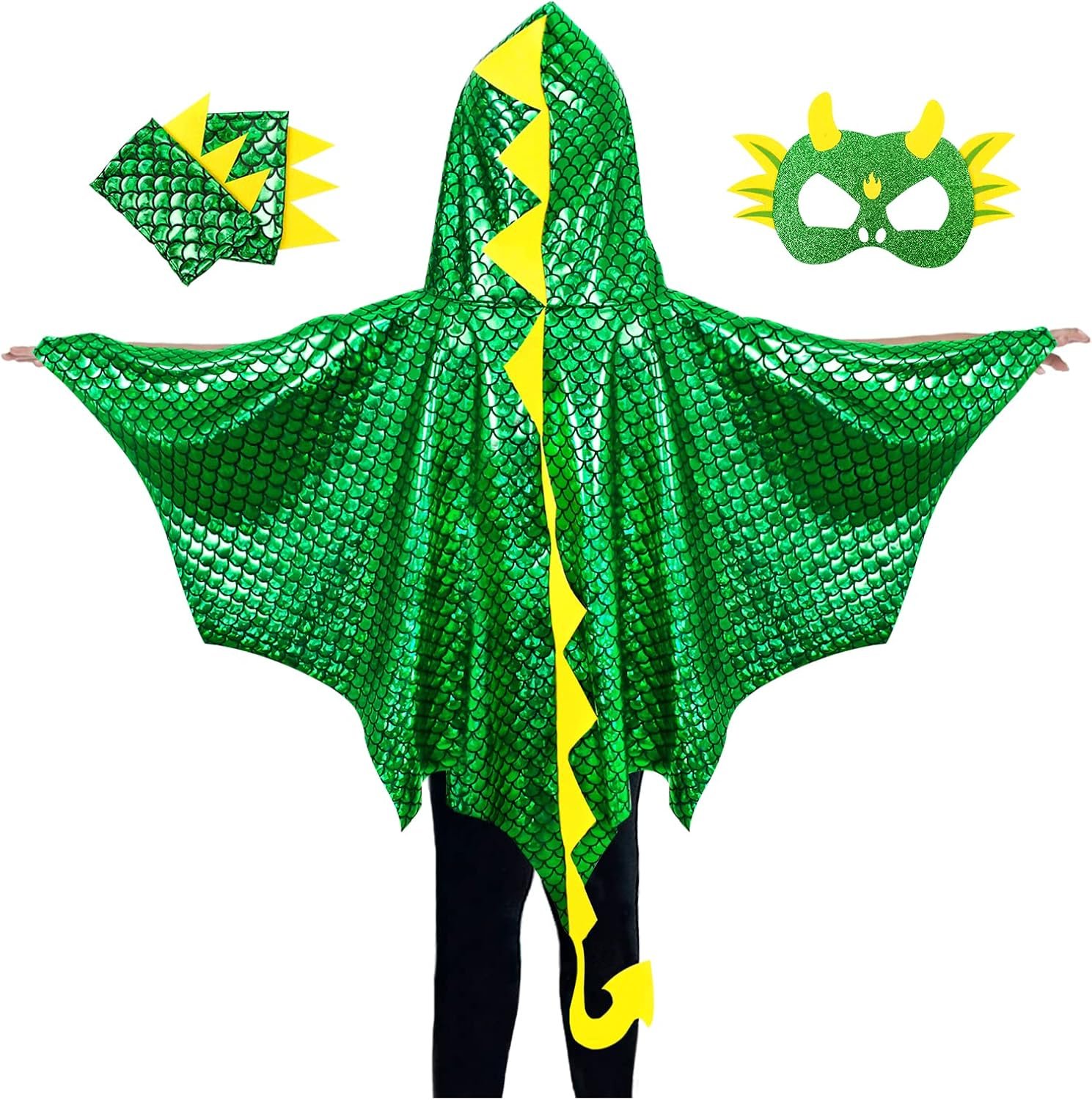 Dragon-Wings-Costume for Kids Dinosaur Toys Dragon-Cape Mask Gloves Toddler Boys Dress-Up Christmas Birthday Gifts
