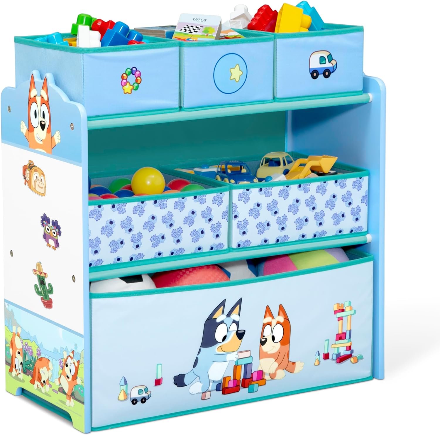 Delta Children – Bluey Design & Store 6 Bin Toy Storage Organizer – Greenguard Gold Certified, Blue