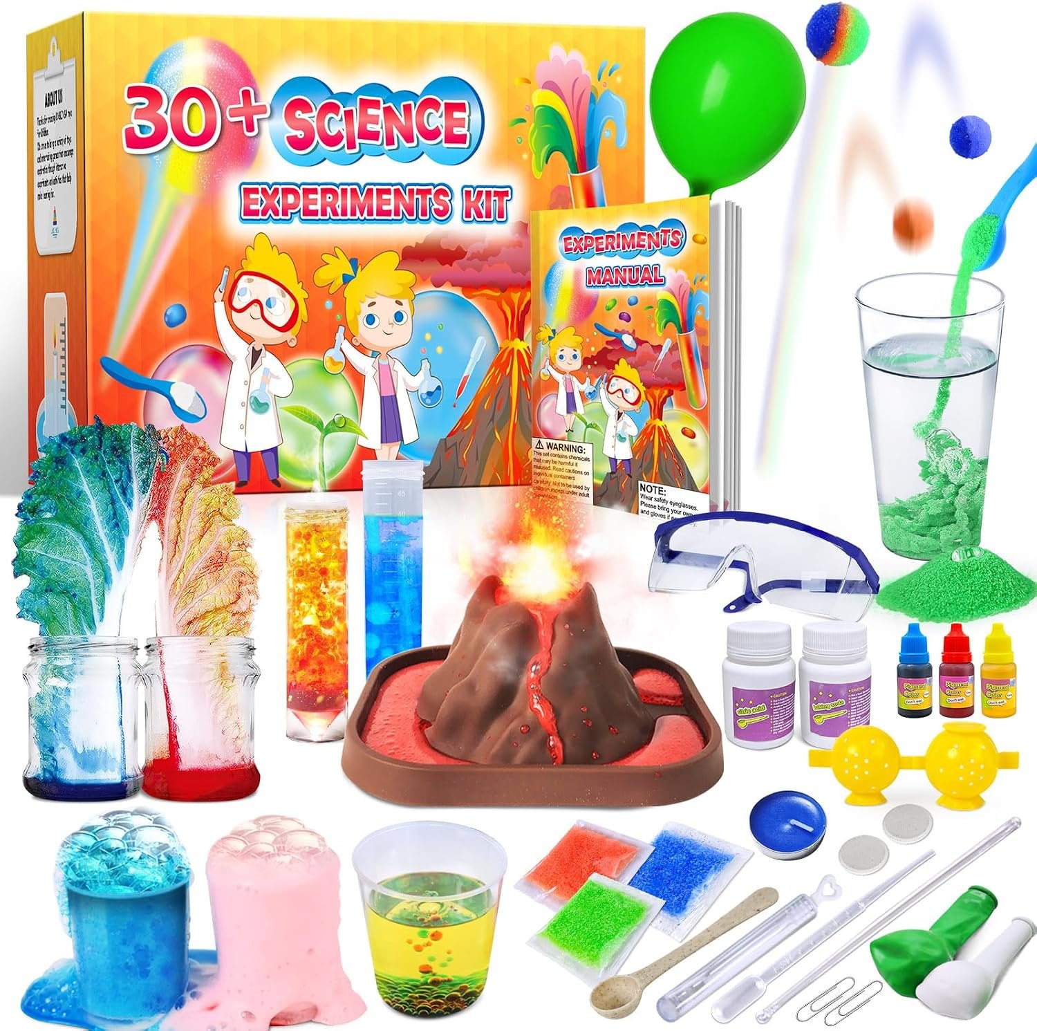 UNGLINGA 30+ Experiments Science Kits for Kids, S.T.E.M Educational Project Activities Toys Gifts for Boys Girls, Chemistry Set, Bouncy Ball, Volcano Eruption | S.T.E.M Educational Project Activities Toys Gifts for Boys Girls, Chemistry Set, Bouncy Ball, Volcano Eruption