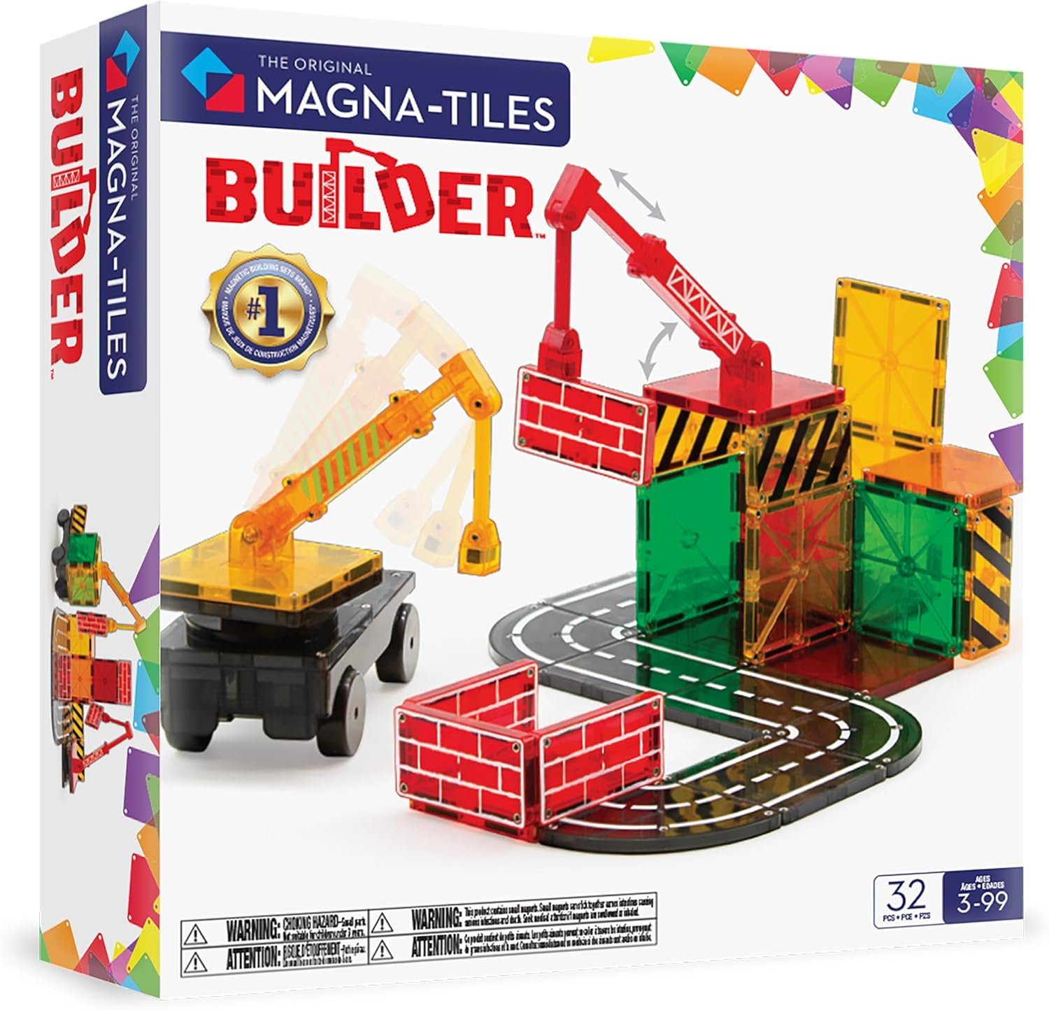 MAGNA-TILES Builder 32-Piece Magnetic Construction Set, The Original Magnetic Building Brand
