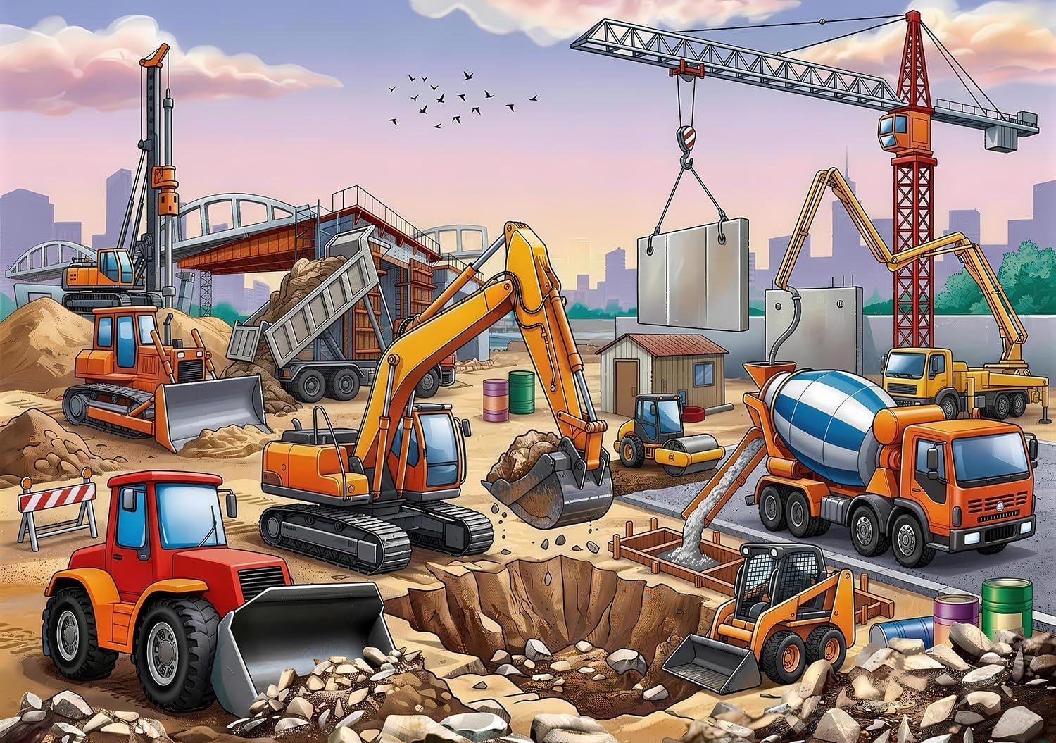 100 Piece Puzzles for Kids Ages 4-6 6-8 8-10, 100 Piece Construction Site Learning Educational Jigsaw Puzzles, Vehicle Kids Puzzles Ages 5-8 Gifts for Girls Boys – Every Piece is Unique
