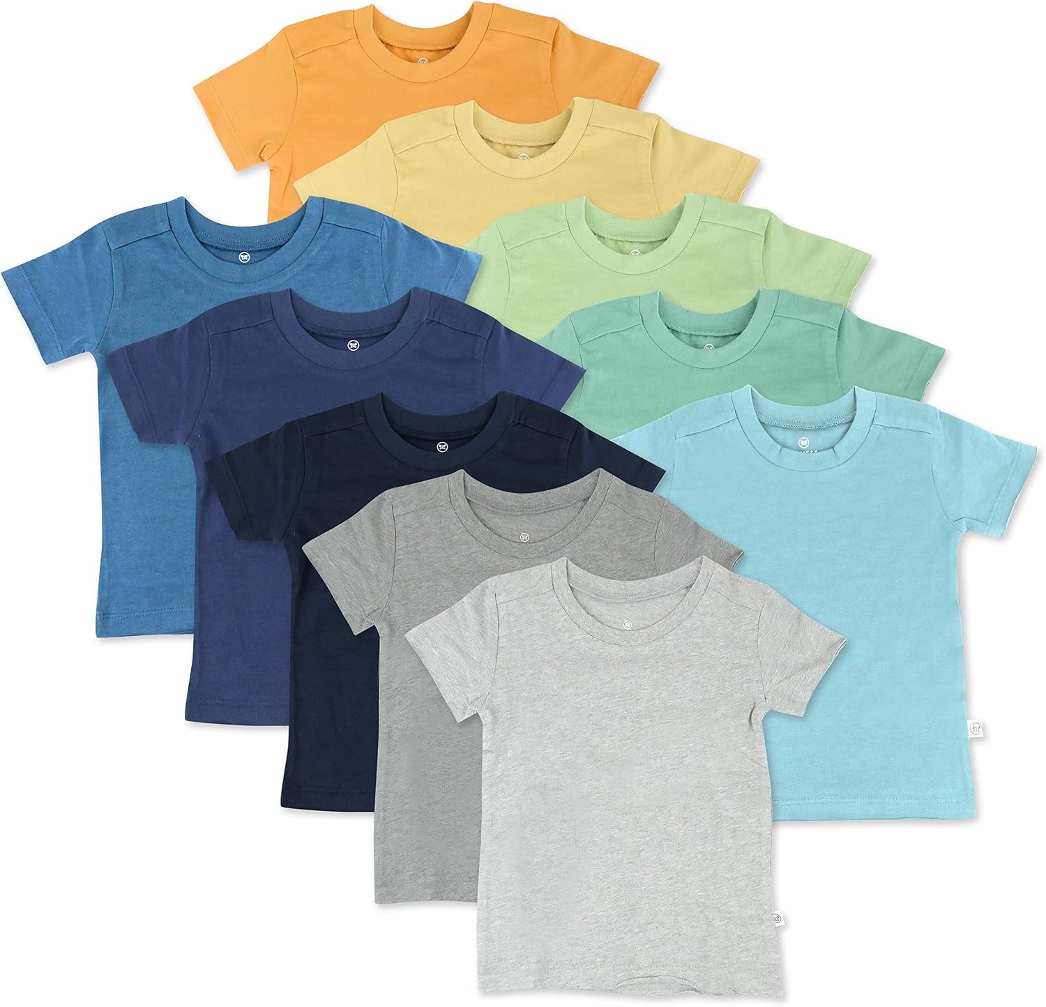HonestBaby Baby Toddler & Kids’ 100% Organic Cotton Short Sleeve T-Shirts (10-Pack)