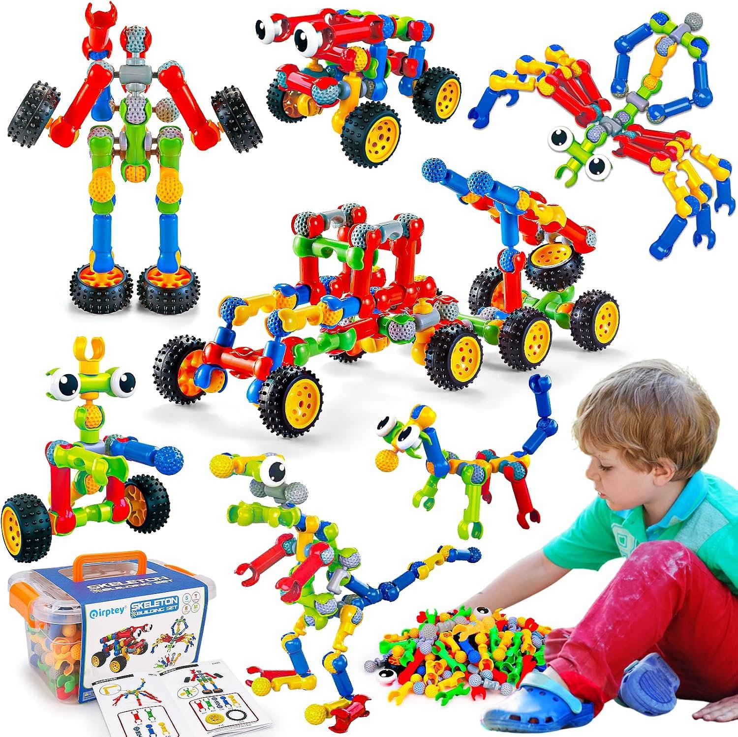 Kids STEM Building Toys for 3 4 5 6 7 8+ Year Old Boy Girl Birthday Gift, 125 Pcs Preschool Classroom Educational Building Blocks Stem Kits Activities Ages 3-5 4-8 5-7 6-8 Engineering Creative Games | 125 Pcs Preschool Classroom STEM Activities, Portable Storage Box, Educational Engineering Creative Games, Gift for Ages 3+