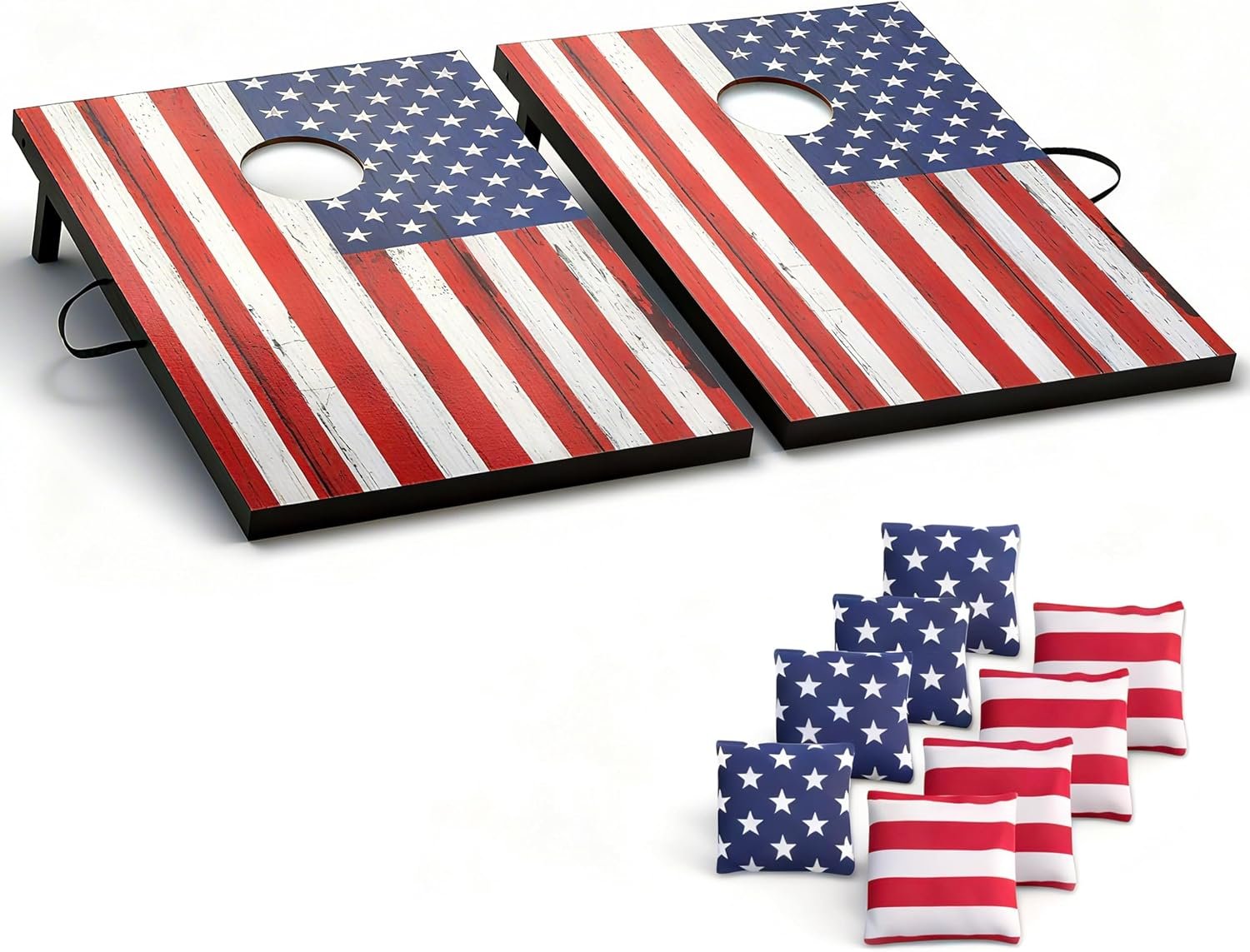 Cornhole Board Set MDF Wood – Choose 3×2′ Tailgate or 4×2′ Regulation Size | Portable, Includes 8 Cornhole Bags, for Backyard, Camping, and Outdoor Tailgating