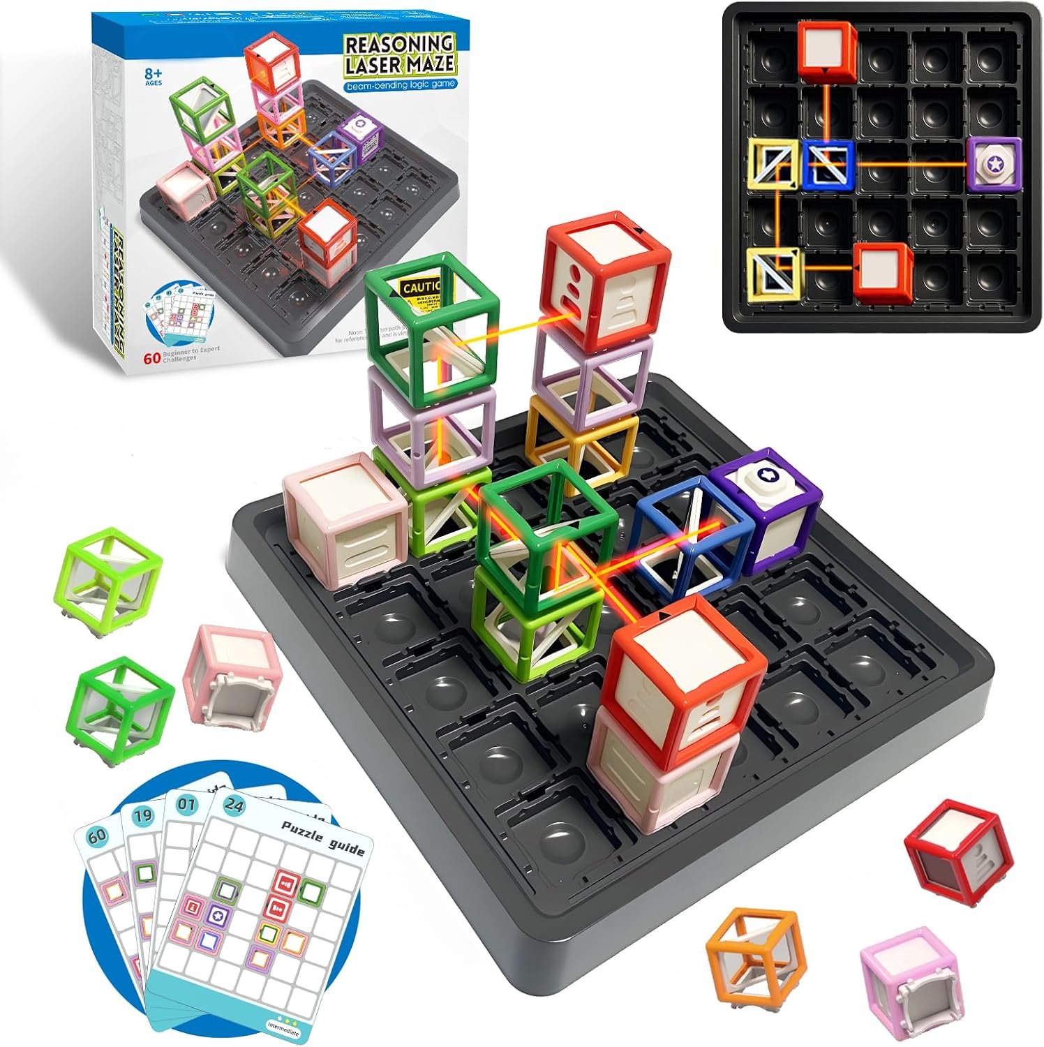 Laser Maze STEM Educational Toys for Age 8-13 Kids | Great Board Game Boy Gift to Develop Spatial Imagination Problem-Solving Concentration with 60+ 3D Challenges Puzzle Games