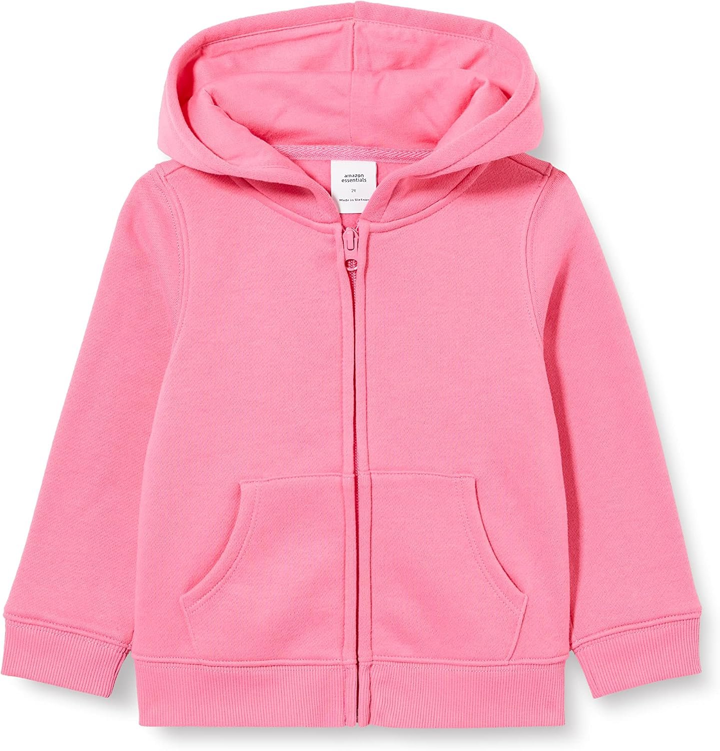 Amazon Essentials Girls and Toddlers’ Fleece Zip-Up Hooded Sweatshirt with Lined Hood and Rib Knit Detail