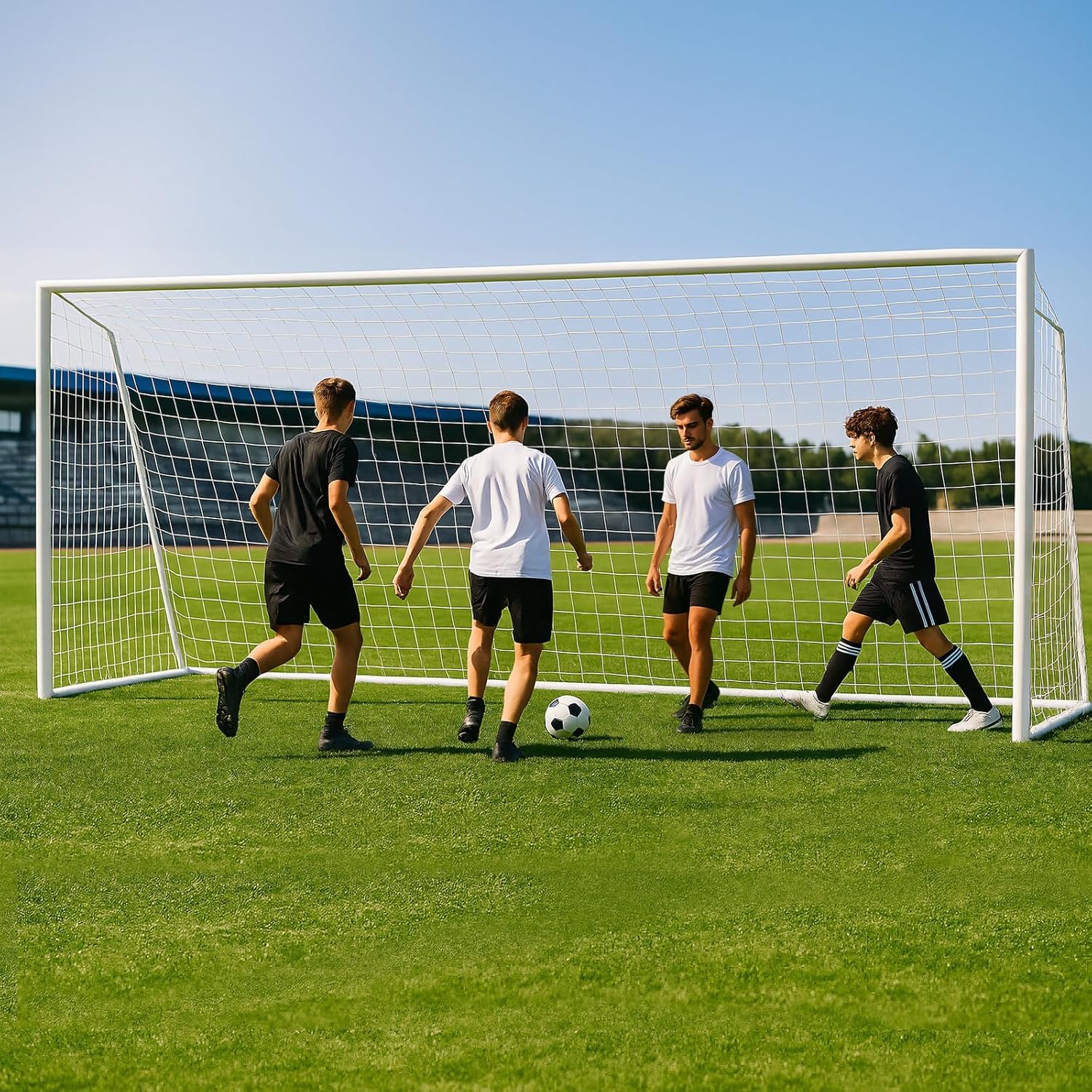 MOPHOTO Soccer Goal, 6X4/8×6/10×6.5/12×6/16×7/18.5×6.5/21×7/24x8ft Soccer Goals for Backyard, Full Size Soccer Goal for Teens & Adults Training