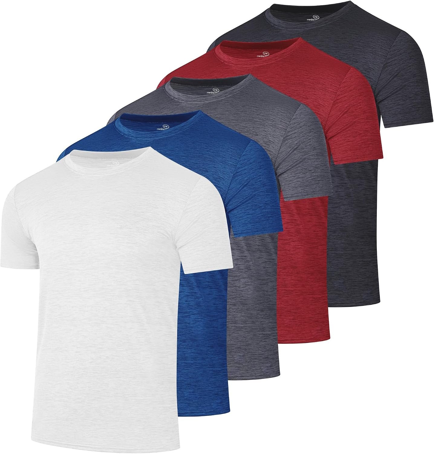 Real Essentials 5 Pack: Boy’s Dry Fit Short Sleeve T-Shirt – Athletic Baseball Soccer Tee Tops for Kids Youth & Teens