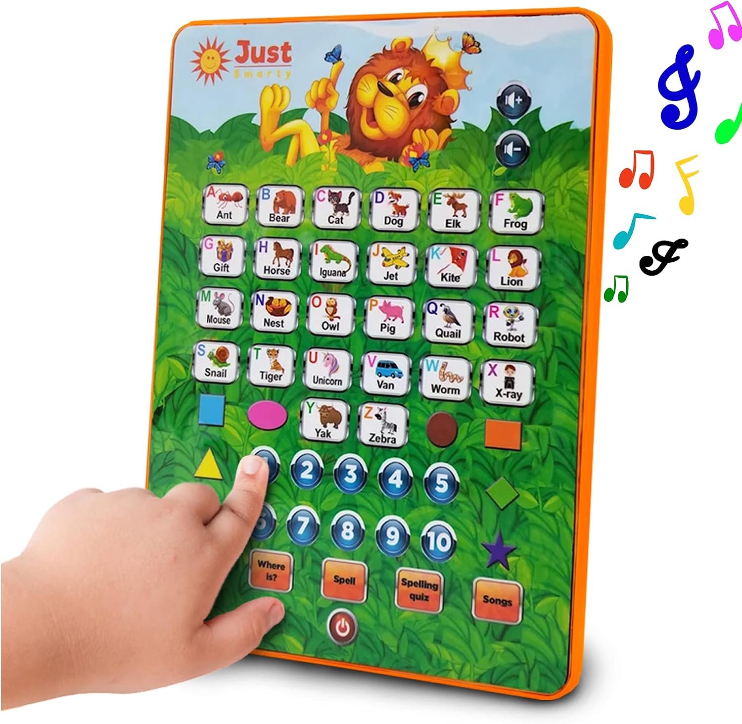 Just Smarty Alphabet Tablet for Kids Age 3 4 5 Year Old Boys & Girls | Learn Letters, ABC, Numbers, Shapes, Colors, Music & Words, Interactive Toddler Learning, Educational Toy