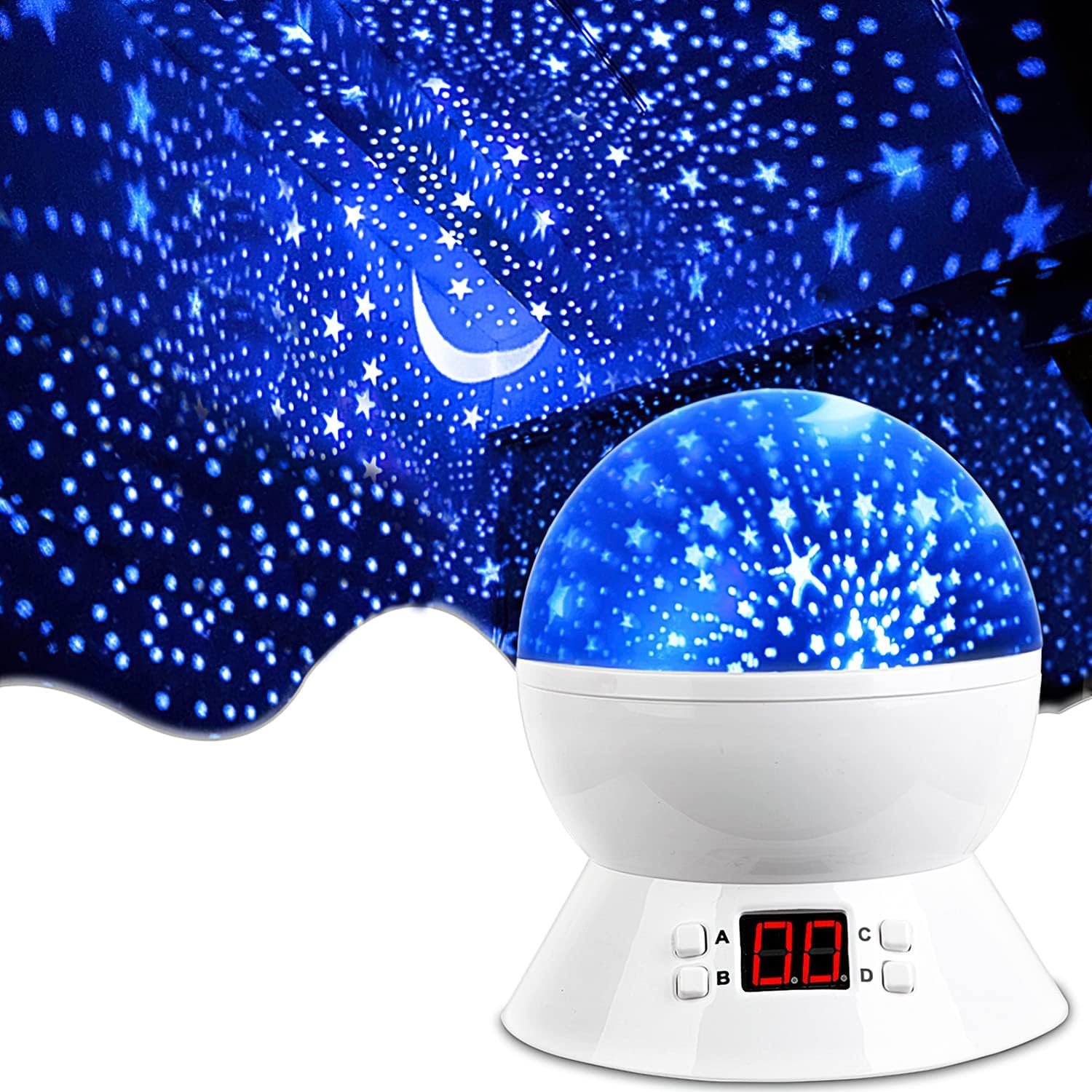 MOKOQI Star Projector Night Light for Kids, Rotating Stars Night Light Projector for Kids Bedroom, Star Projector with Timer, Light Up Stars for Ceiling, Star Machine Gift for Boys Girls Toddlers