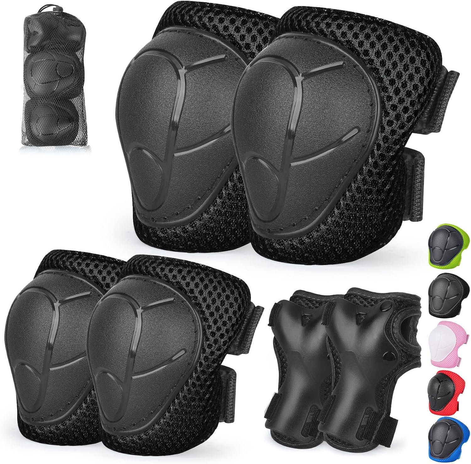 Kids/Youth Knee Pads and Elbow Pads Set with Wrist Guard 3 in 1 Kids Protective Gear Set for 3-14 Years for Skateboarding, Skiing, Cycling, BMX Biking, Running, Scooter