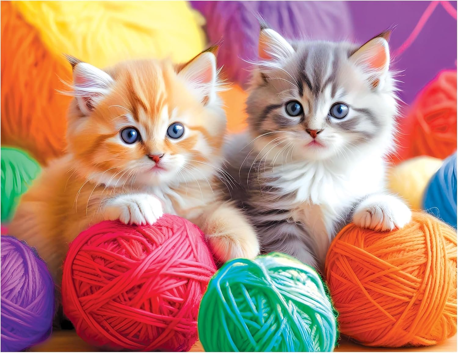 RoseArt Kodak Premium Fuzzy Yarn Balls 100 Piece Jigsaw Puzzle for Adults | 10″ x 13″ Finished Size, Fully Interlocking Pieces, Bonus Poster Included, Made in USA