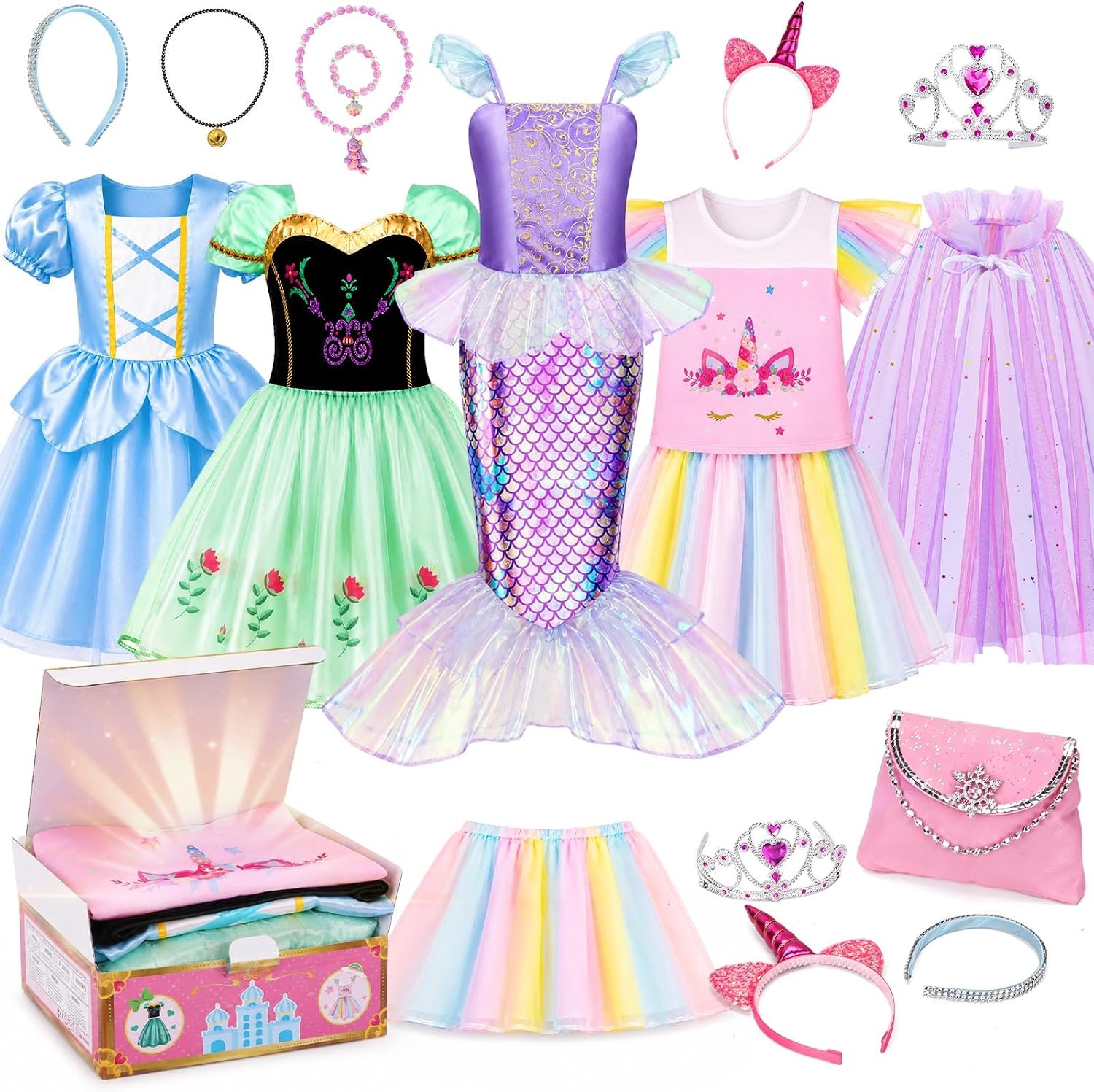 Meland Princess Dress Up Trunk for Girls 3-8, Toys Gift Set for Holidays