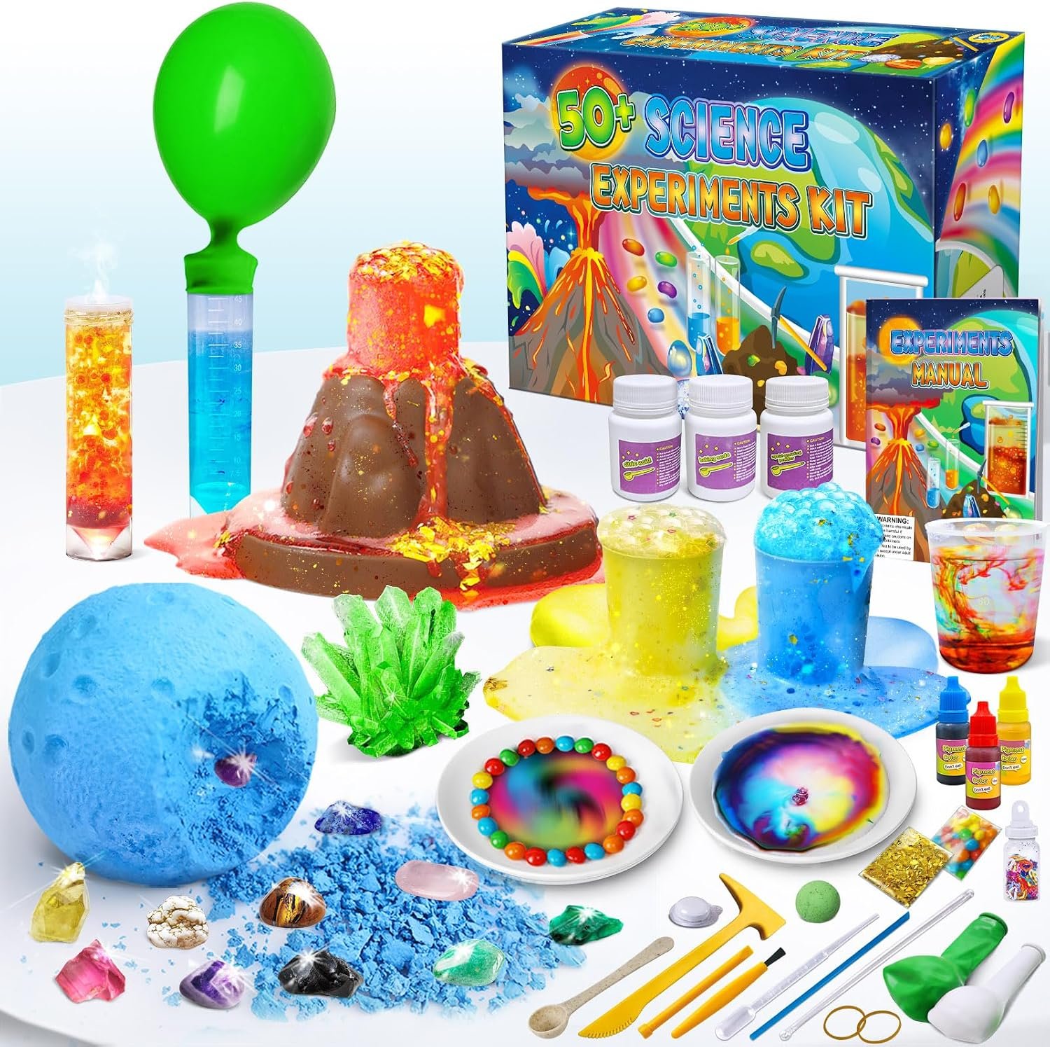 UNGLINGA 50+ Science Lab Experiments Kit for Kids, STEM Activities Educational Scientist Toys Gifts for Boys Girls Chemistry Set, Gemstone, Volcano Eruption | Educational Scientist Toys Gifts for Boys Girls Chemistry Set, Gemstone, Volcano Eruption
