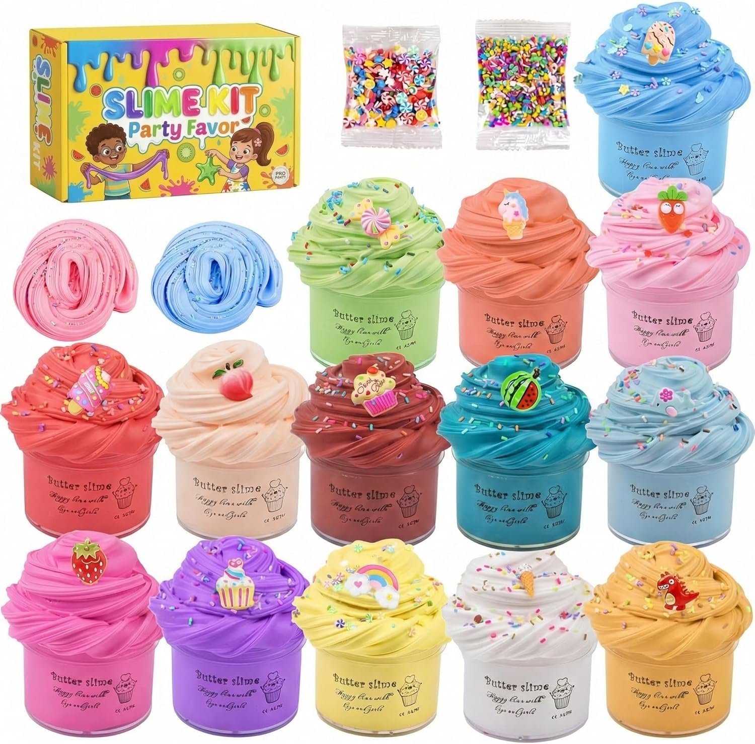 14 Pack Mini Butter Slime Kit, Soft Non-Sticky DIY Slime Toys, Stress Relief Sensory Toys, Perfect for Party Favors, Birthday Gifts & Classroom Rewards for Kids Girls Boys