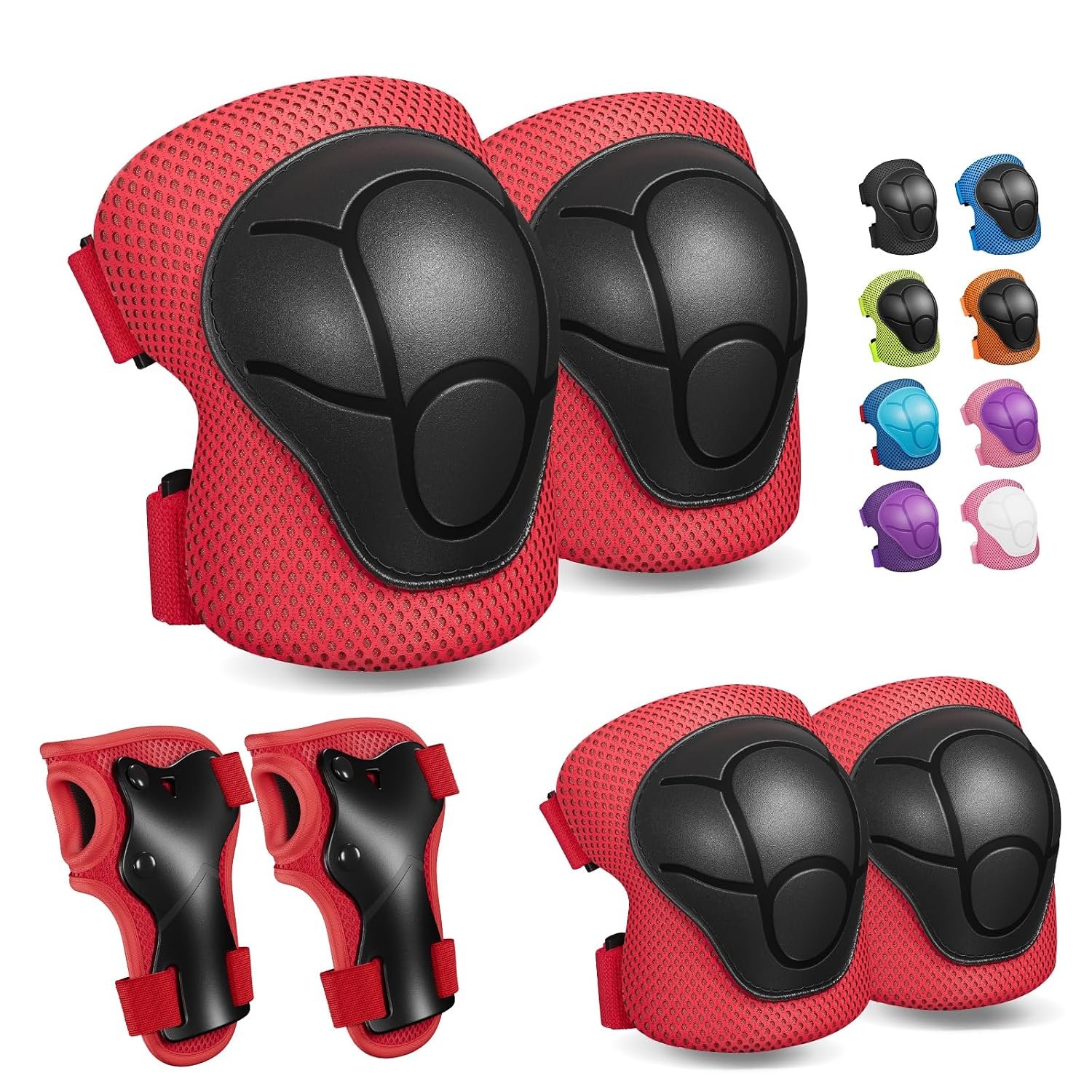 CKE Toddler Knee Pads and Elbow Pads with Wrist Guards for Kids,Red | 3-in-1 knee pads for kids with wrist guards. Kids knee pads and elbow pads for skating, cycling, rollerblading and scooters