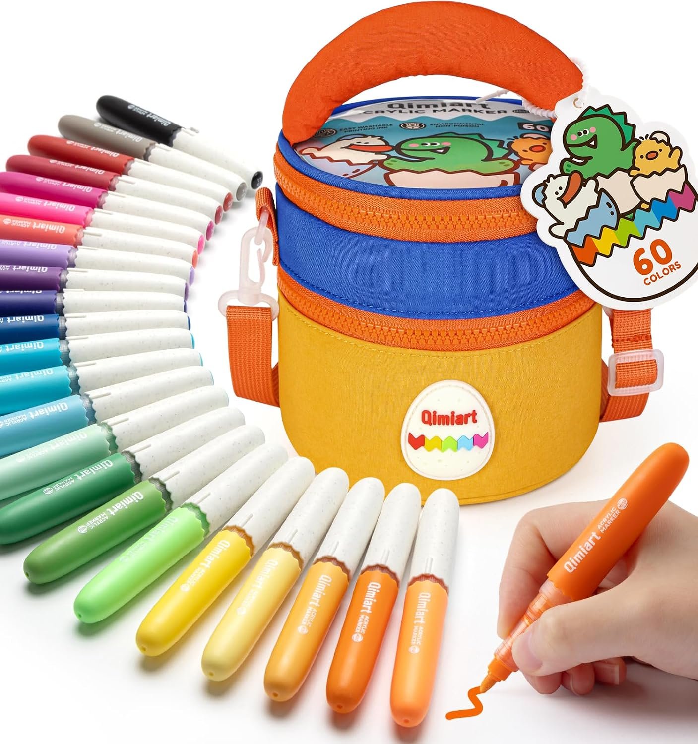 60 Colors Washable Markers for Kids, Safe Non-Toxic Water Based Markers | With Automatic Ink Control & Portable Carry Case, Cute Egg-Shaped Art Markers Set, Ideal Gift for Kids Ages 3+