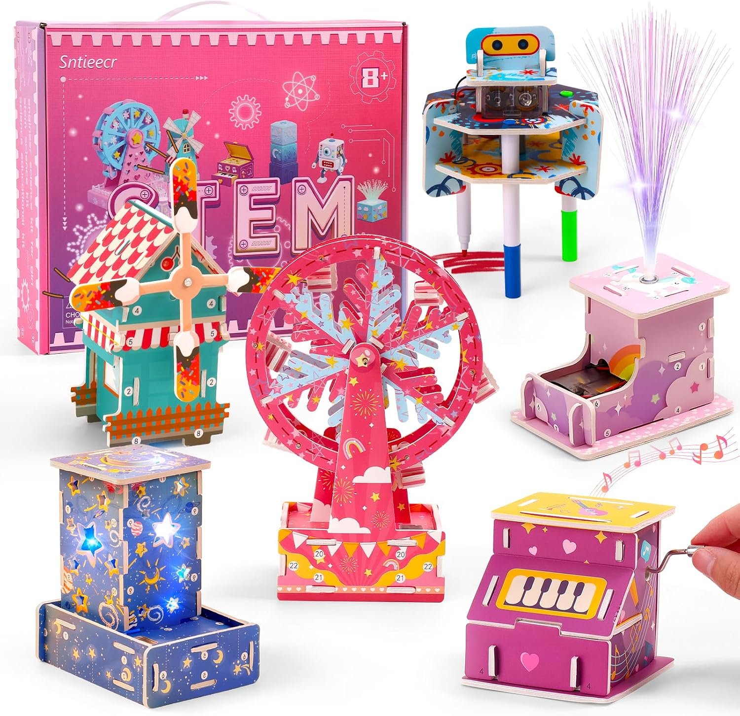 Sntieecr 6-in-1 Stem Kits for Kids Age 8-12, Girls Engineering Kit | with 3D KT Board Puzzle, Educational Craft Building Toys for Girls, STEM Building Kits for Ideal Christmas, Birthday Gifts