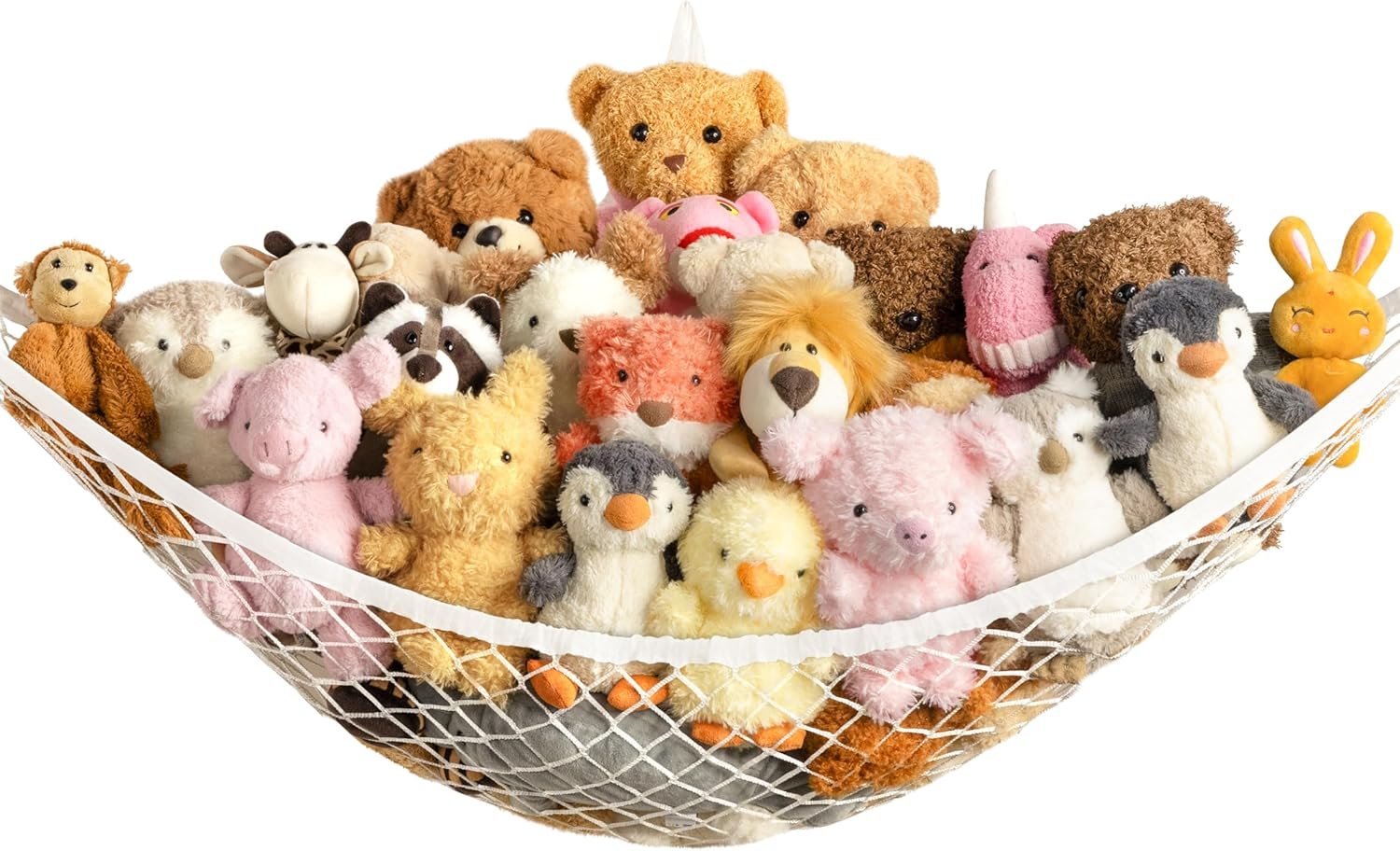 Stuffed Animal Storage Hammock Net for Plushie – Large Corner Toy Hammock Net for Plush Stuffed Animals – Cute Stuff Animal Organizer Holder for Room Decor – Kids Baby Nursery Wall Bedroom Home Decor