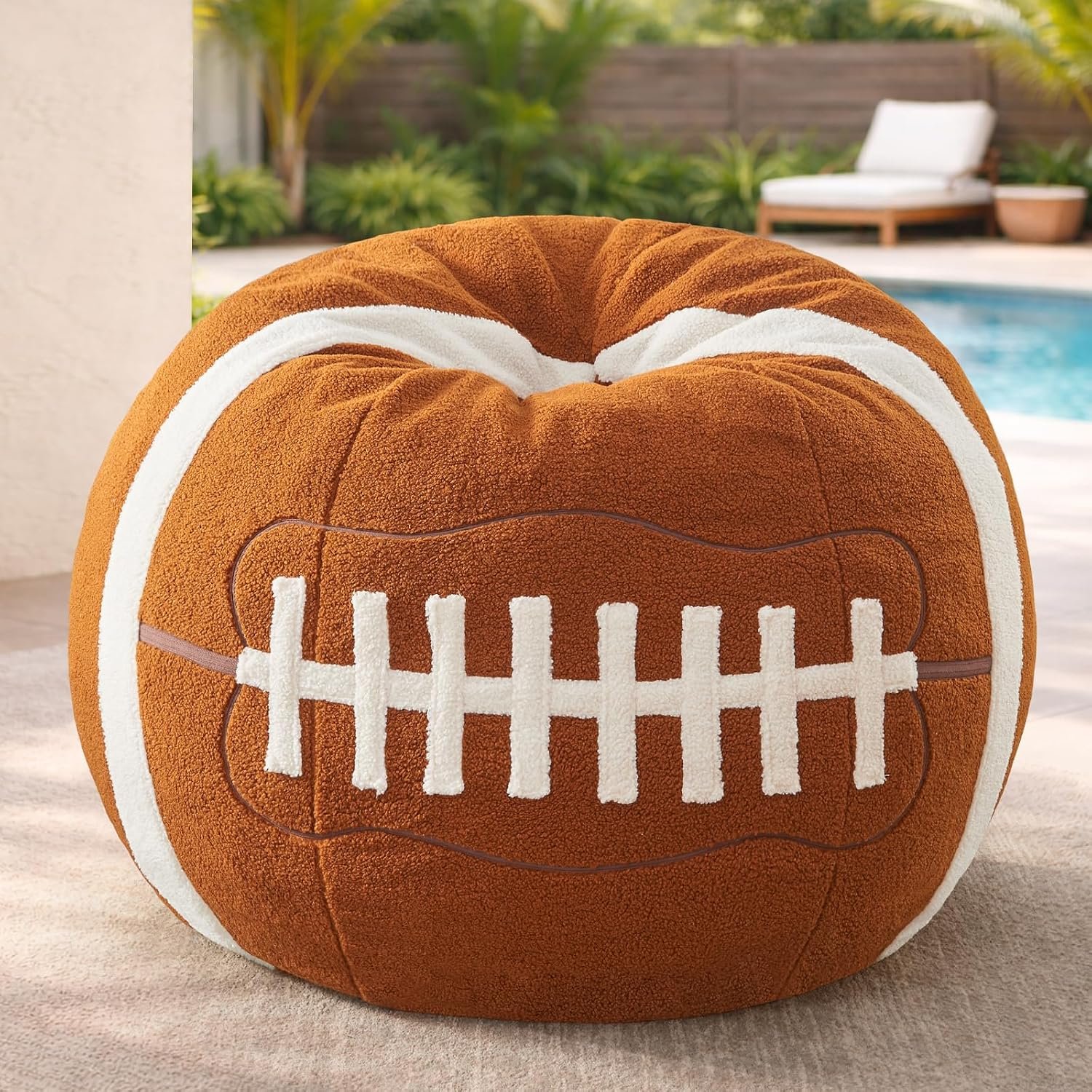 Sports Football Bean Bag Chair, Giant Floor Sofa with Foam Filler | Oversized Lounge Chair for Adults Kids, Removable Plush Cover, Machine Washable, Living Room Bedroom Dorm Office – 44 Inch