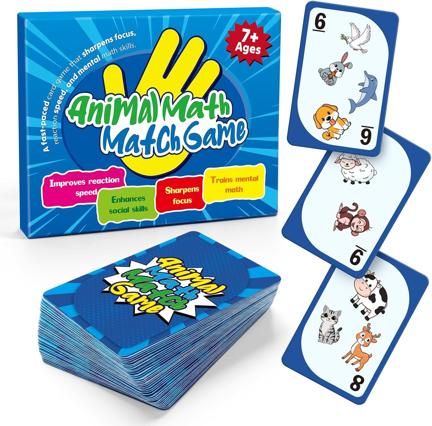 Animal Math Match Game – Fun-Filled Kids Educational Game for Ages 7+ – Entertaining Card Game for Kids and Family – Easy to Learn, Fast paced, Fun and Exciting – Quick-Counting Game for 2-4 Players