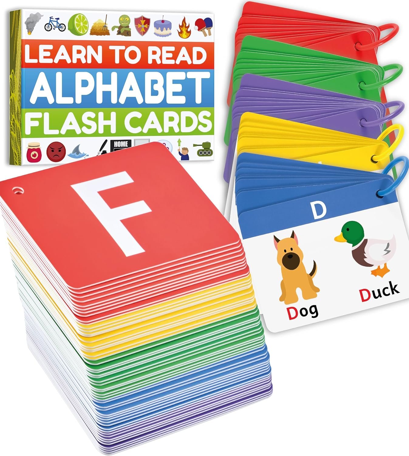 Alphabet Flash Cards – Thick ABC Flash Cards for Kids Ages 3-6 – Lowercase & Uppercase Letter Recognition Learning Game