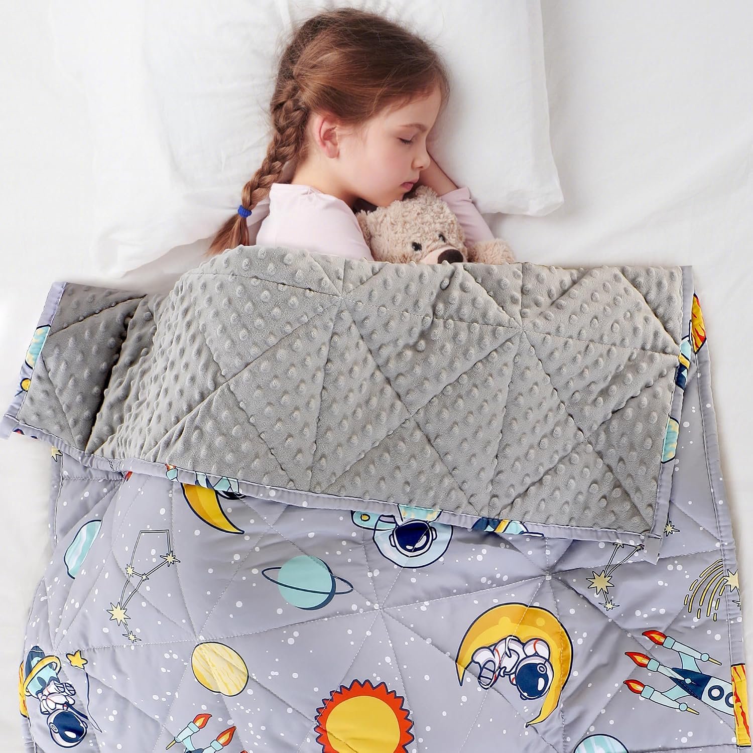 LOYIGA Weighted Blanket with Removable Duvet Case 3lbs 36” x 48”,Reversible Heavy Blanket (Grey)