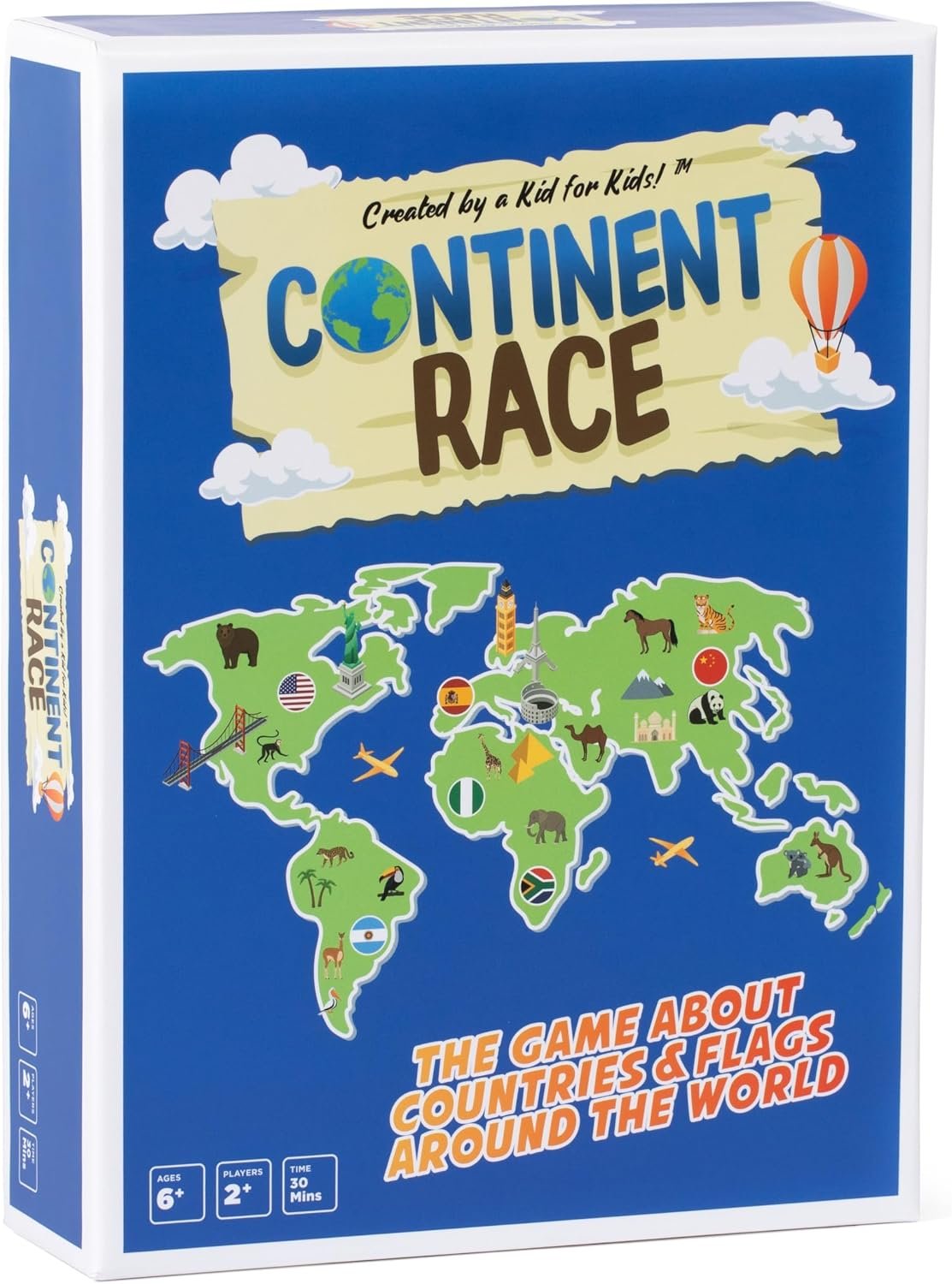 Continent Race Geography Educational Board Game for Kids, Tweens, Family, Friends, Teachers and Classrooms – Learn About Flags & Countries Around The World