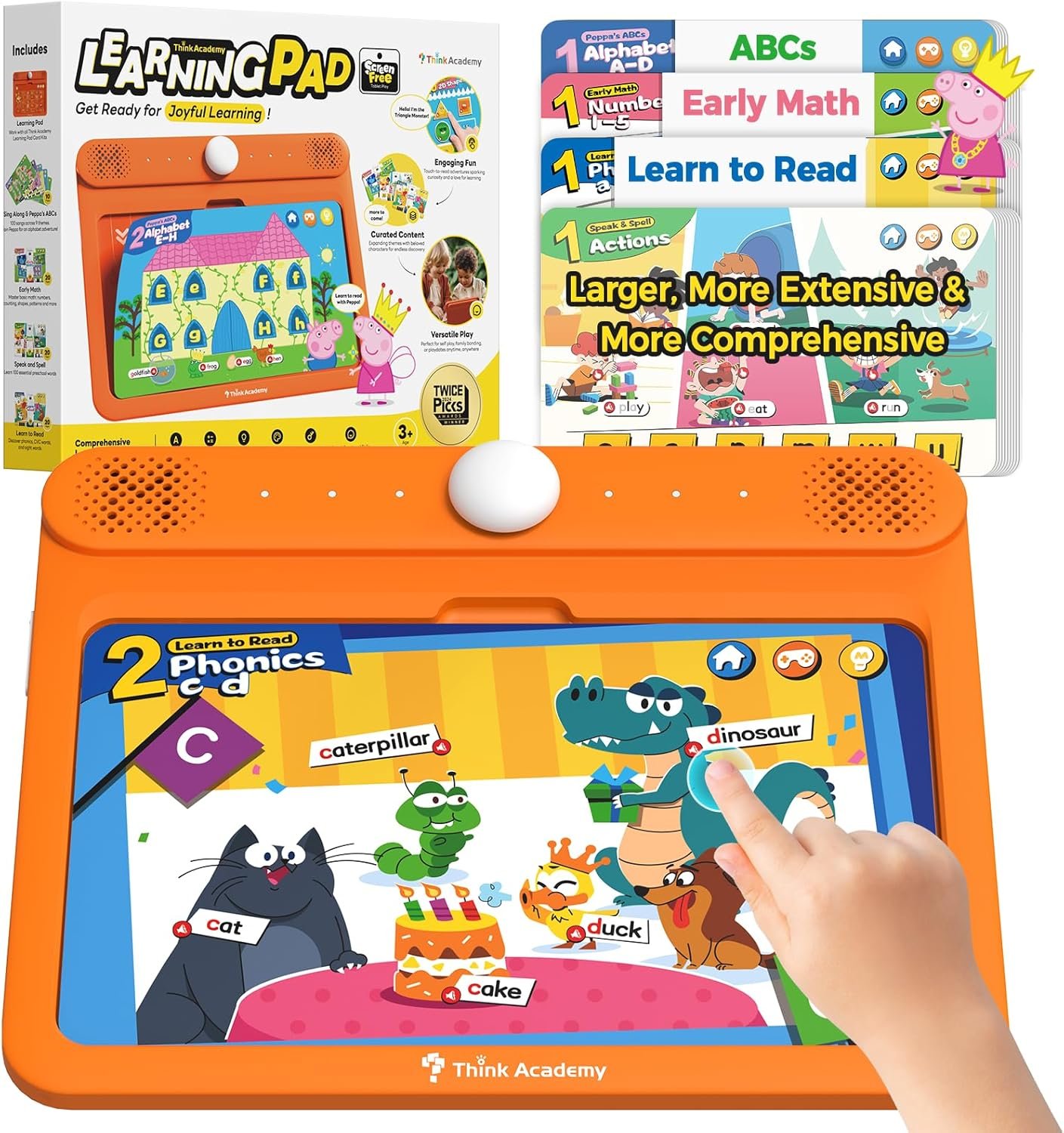 Think Academy Learning Pad with Flash Cards for 3 4 5 Years Old Boys Girls | Screen Free, Flash Cards Inserted, Educational Toys Gift, Learn Alphabet, Numbers, Early Math, Logic, Nature and Daily Life