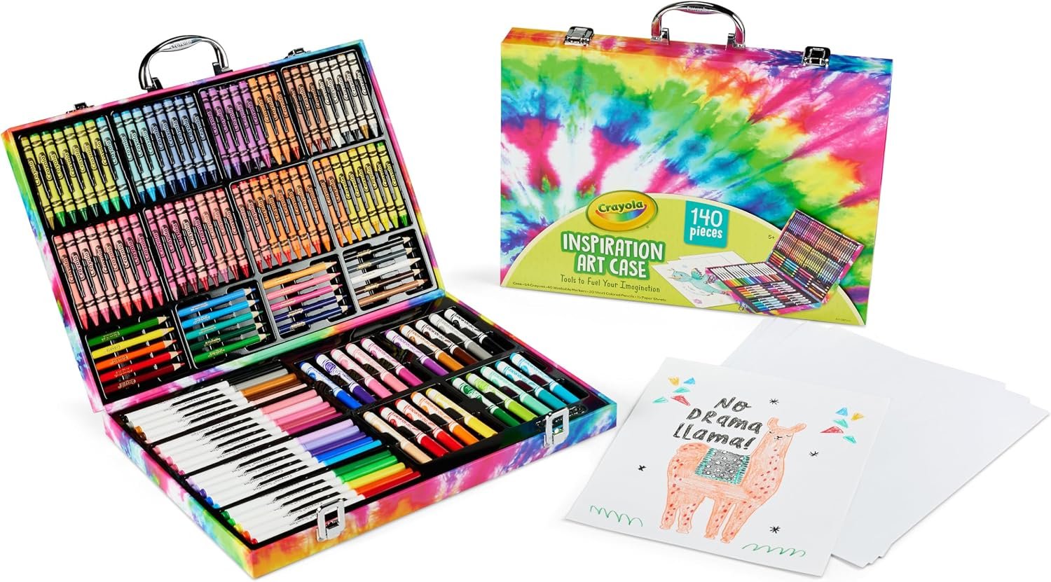 Crayola Inspiration Art Case Coloring Set – Tie-Dye (140ct), Art Supplies Set For Kids, Travel Drawing Kit, Gift for Girls & Boys, Ages 5+ [Amazon Exclusive]