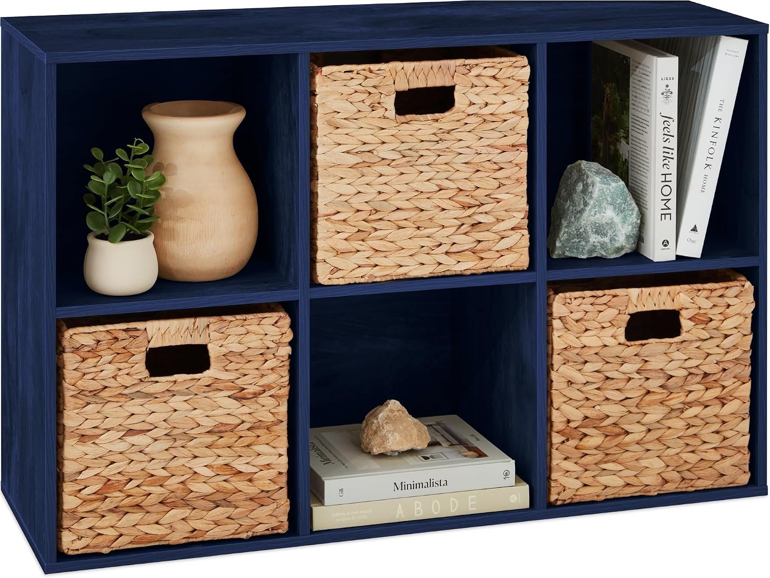 Best Choice Products Kids Bookcase 6-Cube Storage Organizer, 11in Shelf Opening, Bookshelf, Toy Storage, Customizable w/ 3 Removable Back Panels – Navy