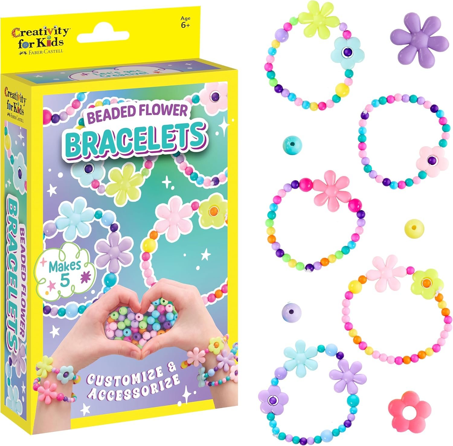 Creativity for Kids Beaded Flower Bracelet Kit, Make 5 (Ages 6+)
