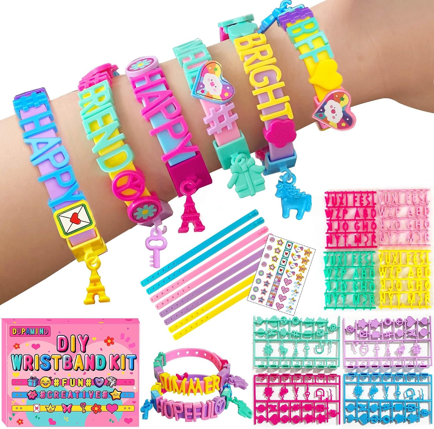 Friendship Bracelet Making Kit, Arts & Crafts for Girls Ages 5-12 | DIY Kids Jewelry Craft Kit, Snap-On Design, Adjustable Strap, Personalized Name Bracelets, Sleepovers, Parties, Birthday Gift