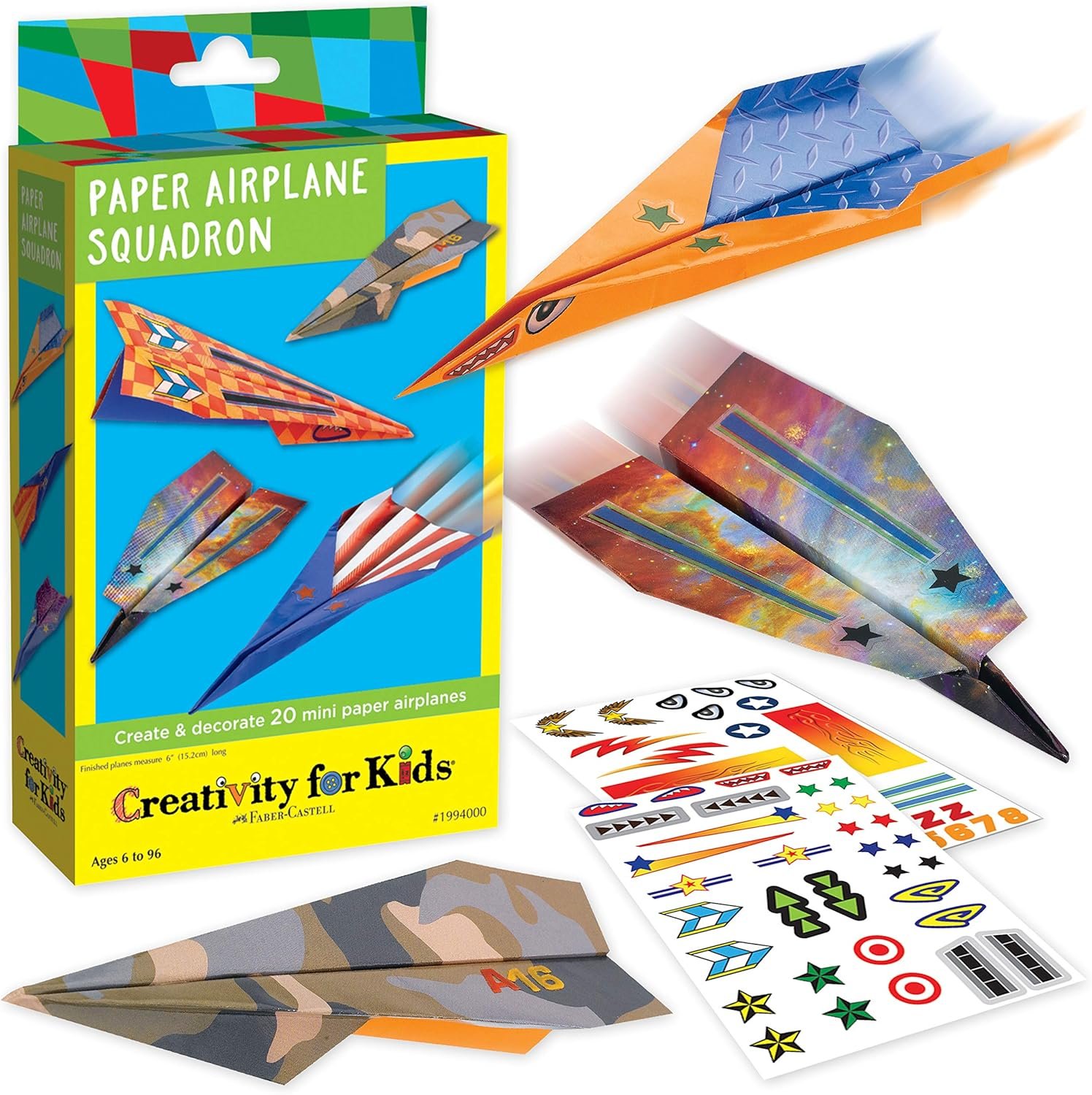 Creativity for Kids Paper Airplane Kit, Make 20 Airplanes