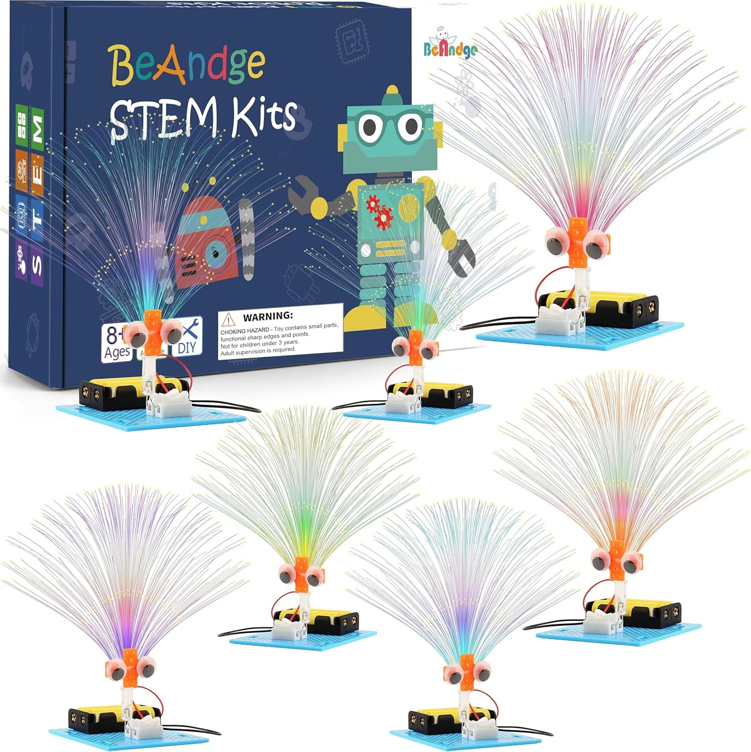 7 Set Bulk STEM Science Kits, STEM Toys for Kids Crafts Classroom | Circuit Kit for Boys Girls Gifts, Fiber Optic Lights Experiments for 4th 5th Grade, Group Activities Projects Party Favors