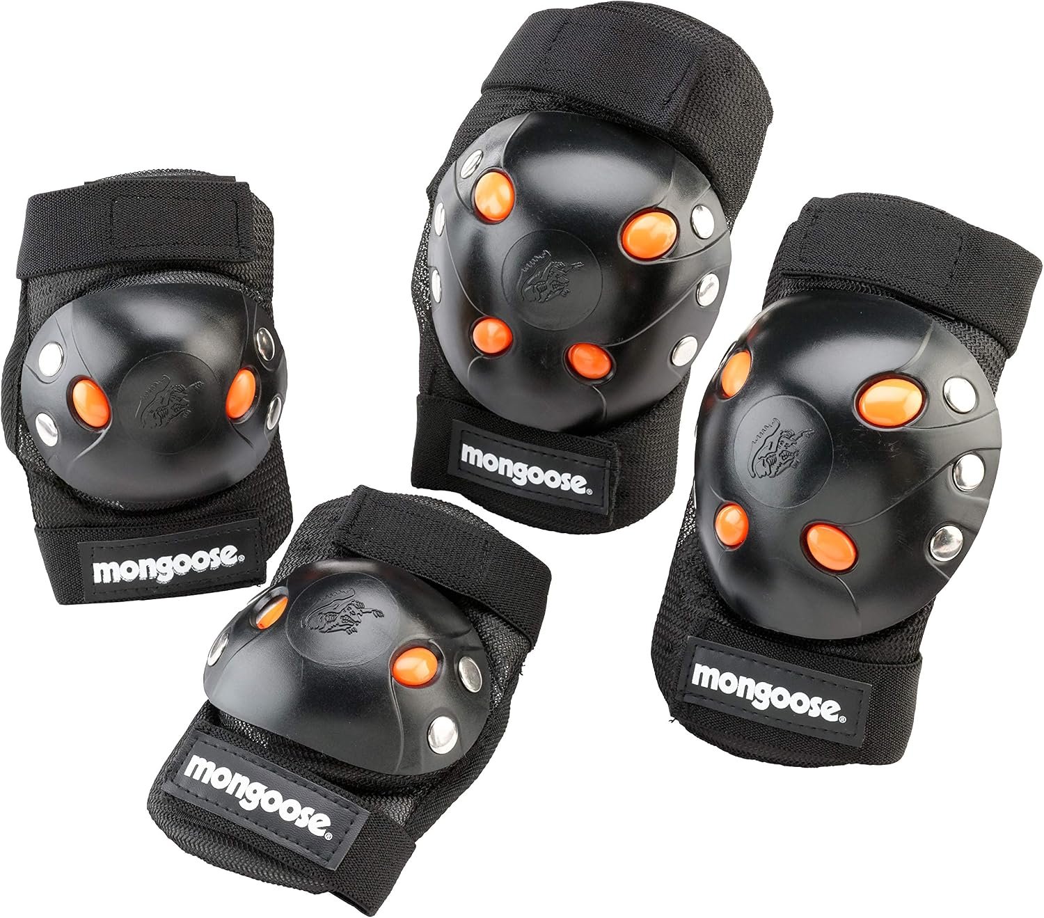 Mongoose Kids BMX Pad Set, Ages 8-14, Knee and Elbow Pads with Gel Inserts, Adjustable Straps, Multi-Sport Protection for Biking, Skating, Scooting and More, Elbow and Knee Pads for Kids
