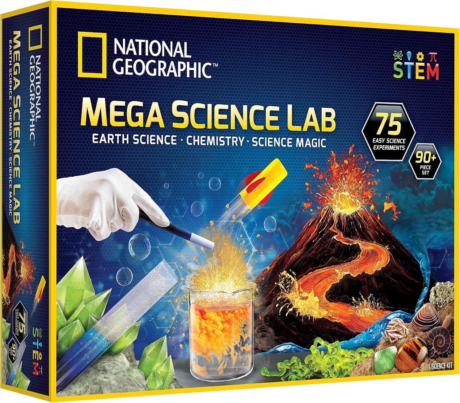 National Geographic Mega Science Lab with 75 Experiments for Kids 8-12 | Earth Science, Chemistry Set, Science Magic, Easy Experiments, STEM Projects, Science Kit for Kids, Birthday Gift