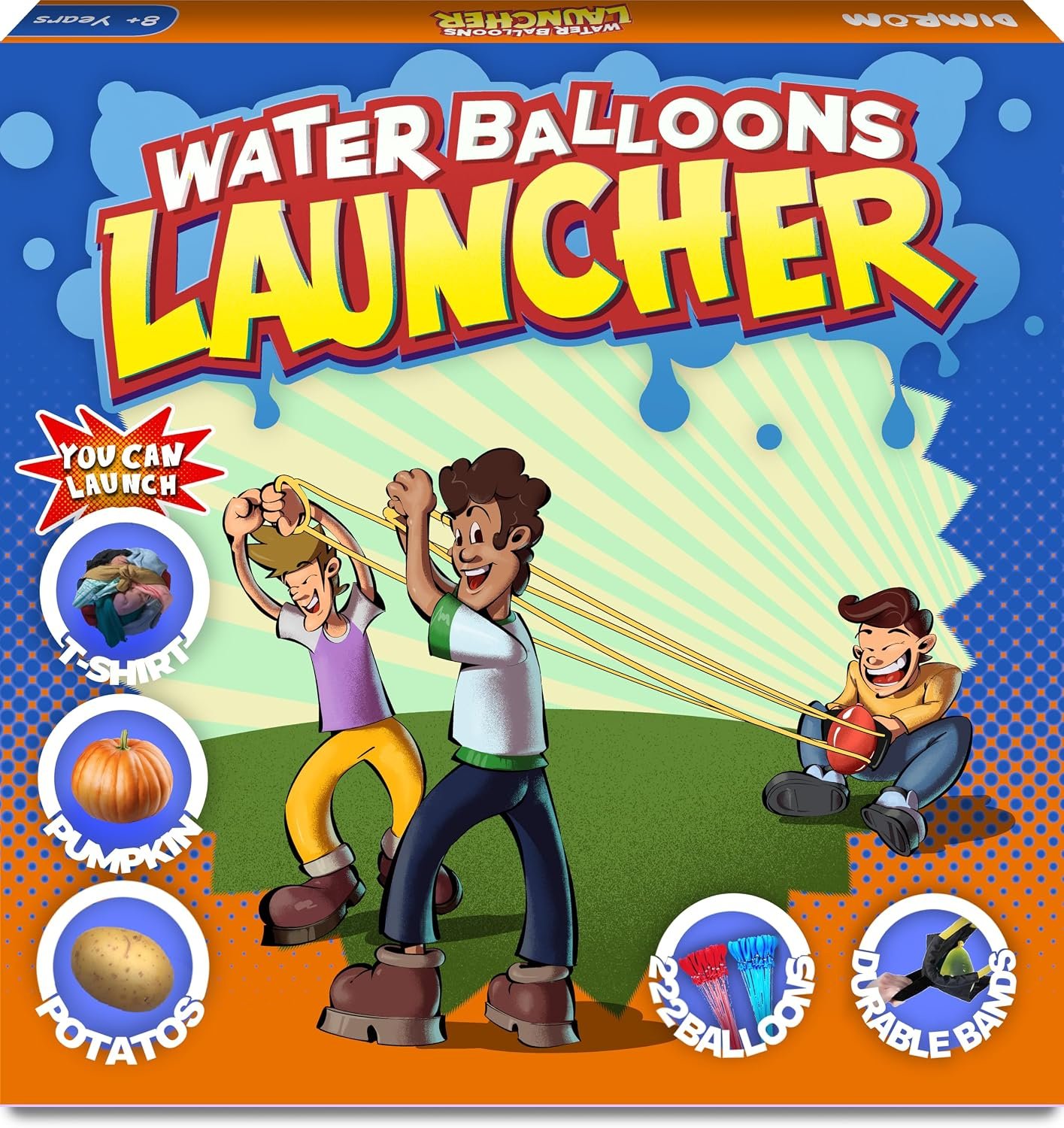 Water Balloon Launcher Slingshot – Shoots Up to 500 Yards, 3-Person Giant Slingshot with 222 Quick-Fill Water Balloons, T-Shirt Launcher, Potato, Snowballs, Outdoor Toy for Kids, Teens & Adults