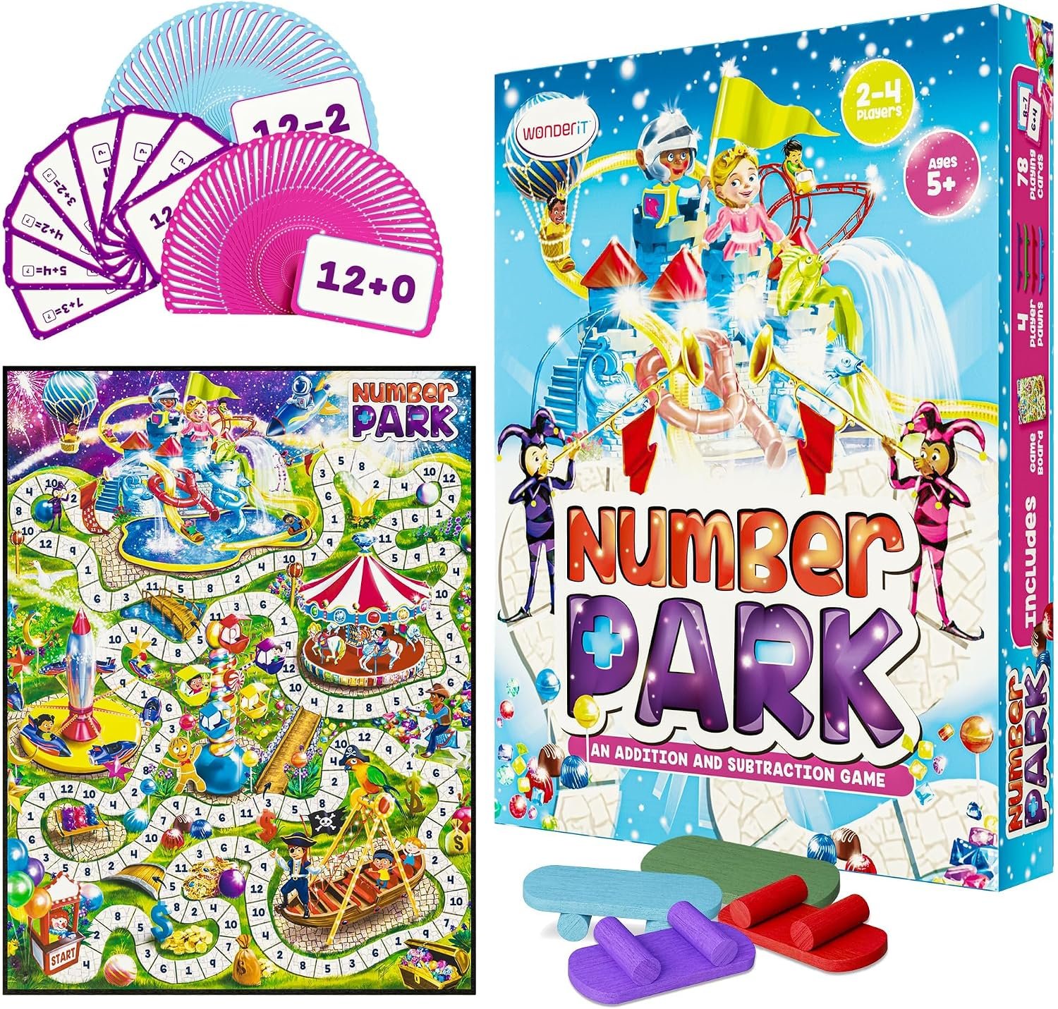 Number Park – Addition & Subtraction Math Board Game for Kids Ages 5-8 – Fun STEM Learning Game for Kindergarten, 1st & 2nd Grade, Homeschool & Classroom – 1-4 Players