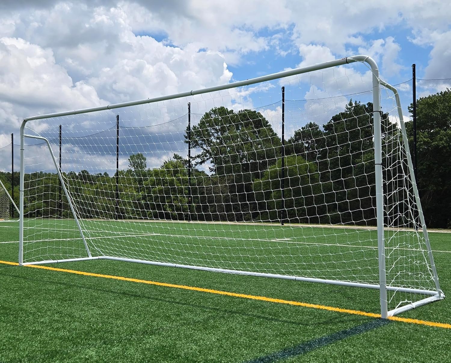 Official Size 24 X 8 X 5 Ft. Steel Soccer Goal. Heavy Duty Frame w/Net. Tournament, Regulation Size. Professional Portable Practice Training Aid. 24 X 8, 24×8(1Net)
