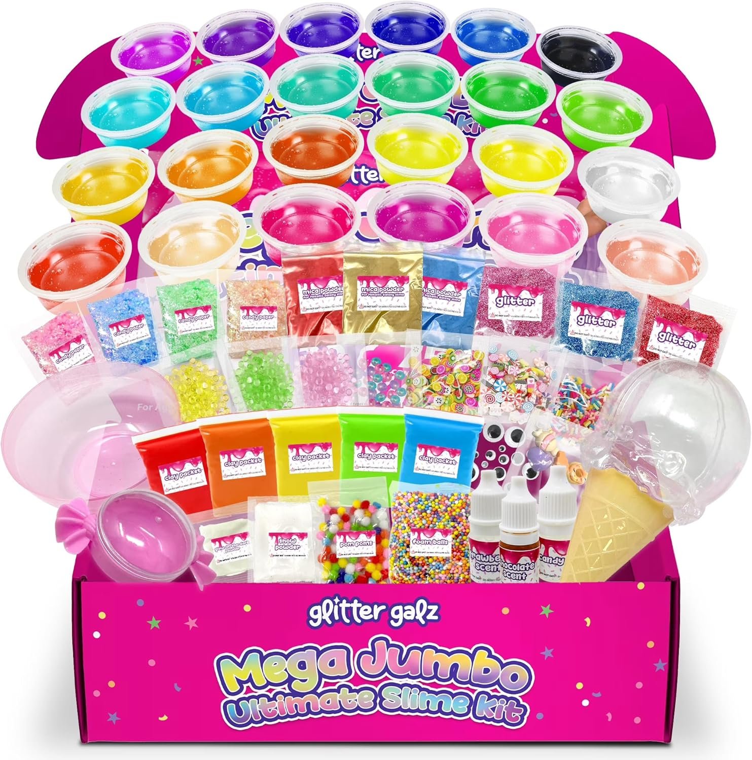 75 PCS Ultimate Slime Kit for Girls & Boys Ages 8-12 – DIY Slime Making Kit with 39 Add-ins, 36 Colors Premade Slime, Glow in the Dark – Birthday Gifts & Party Favors