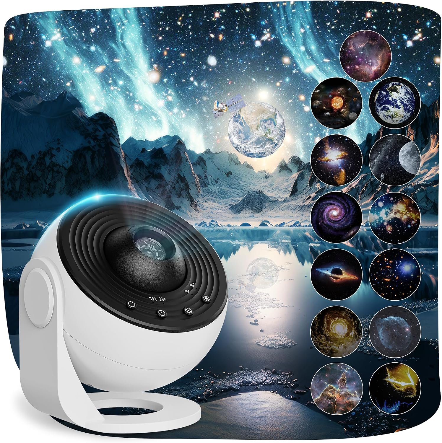 Galaxy Projector Night Light for Bedroom, 13-in-1 Planetarium Projector | Star projector for ceiling with 360° rotation and timer; space-themed starry sky night light for kids and bedroom decor