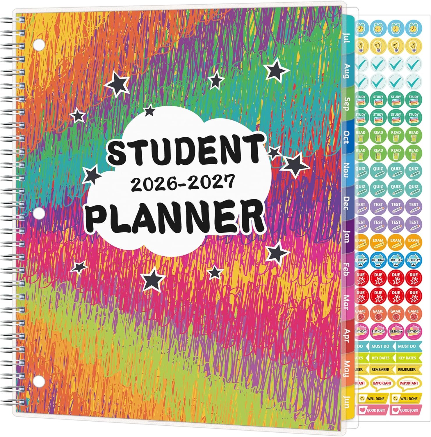 student planner 2026-2027, Weekly ＆ Monthly Academic Year Planner Calendar, Jul 2026 – Jun 2027, 8.5″ x 10.5″, School Planner 2026-2027 with Practical Stickers, Flexible Cover, Pocket, Laminated Tabs