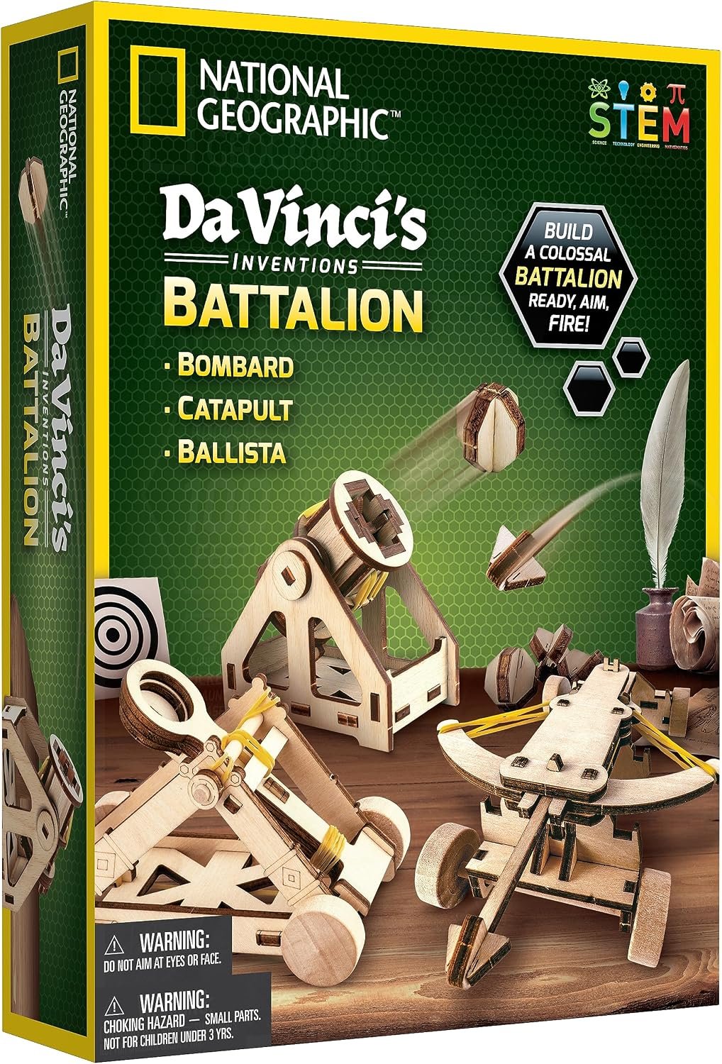 National Geographic Da Vinci Catapult Wood Building STEM Kit for Kids | Build a Working Catapult, Wooden 3D Puzzle, Engineering Model, Hands-On STEM Project, Construction Toy, Birthday Gift