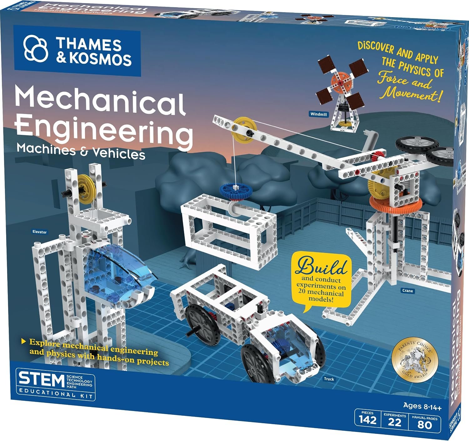 Thames & Kosmos | Mechanical Engineering: Machines & Vehicles STEM Experiment Kit | Build 20 Mechanical Models, Explore Physics of Force & Motion | Hands-on, Introductory Science Learning for Ages 8+