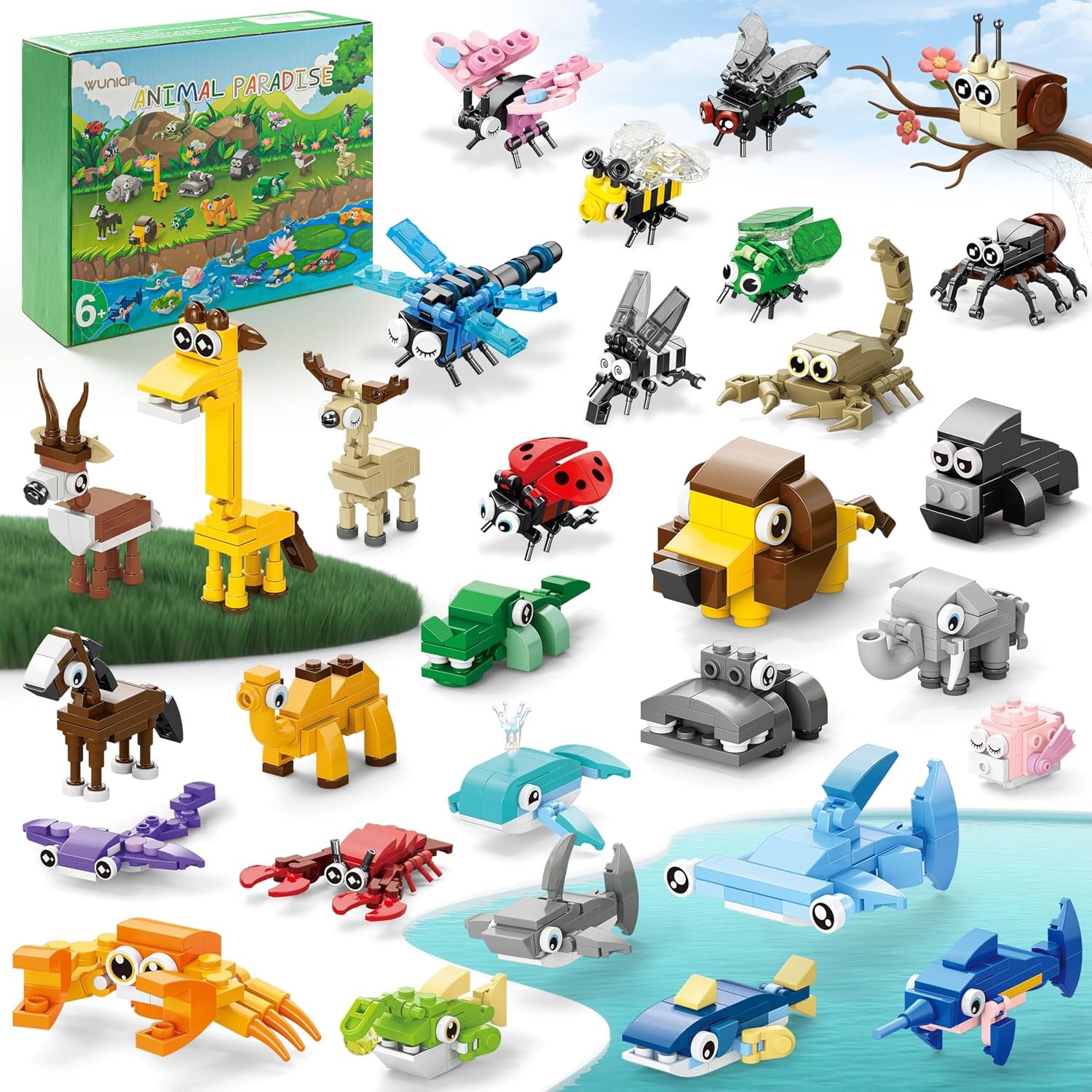 30 Packs Party Favors for Kids,888 PCS Animal Building Blocks | Mini Sets Party Favors for Goodie Bags Stuffers Classroom Prizes Return Gifts Easter Bulk Gifts for Student Ages 6+